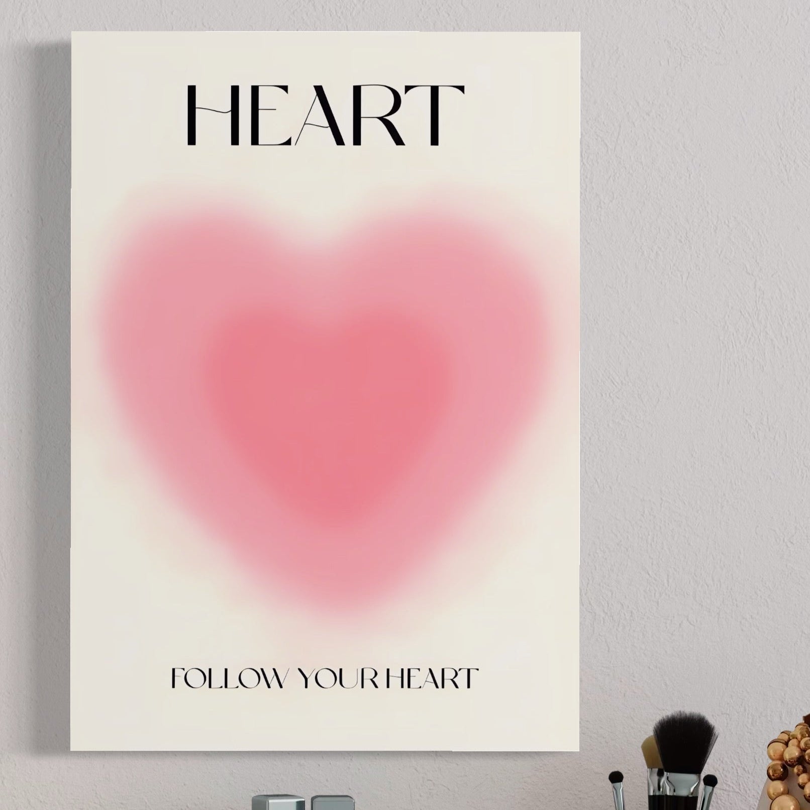 Tablou Canvas Premium LuxCanva® A1535, Follow Your Heart , Room, Inima, Roz, Iubire, Decorativ, Culori Vibrante