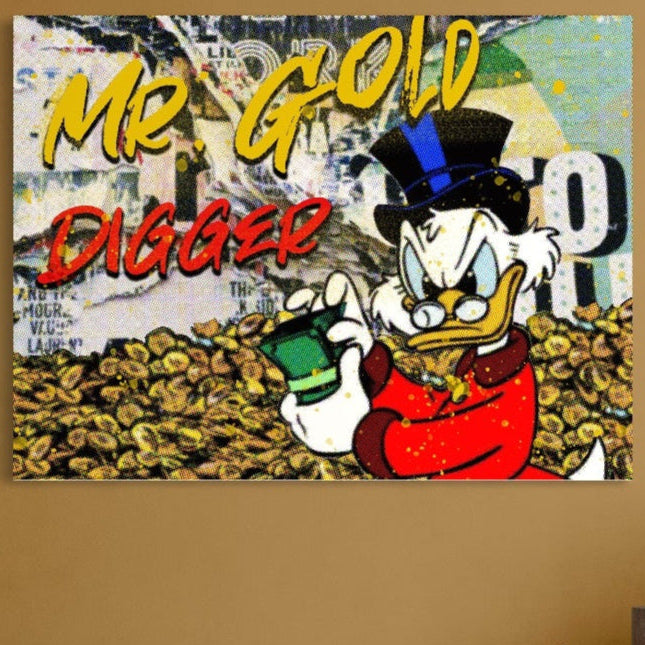 Tablou Canvas Premium, LuxCanva® A1037, Scrooge McDuck, Money, Desene Animate, Gold, Motivational, Culori Vibrante