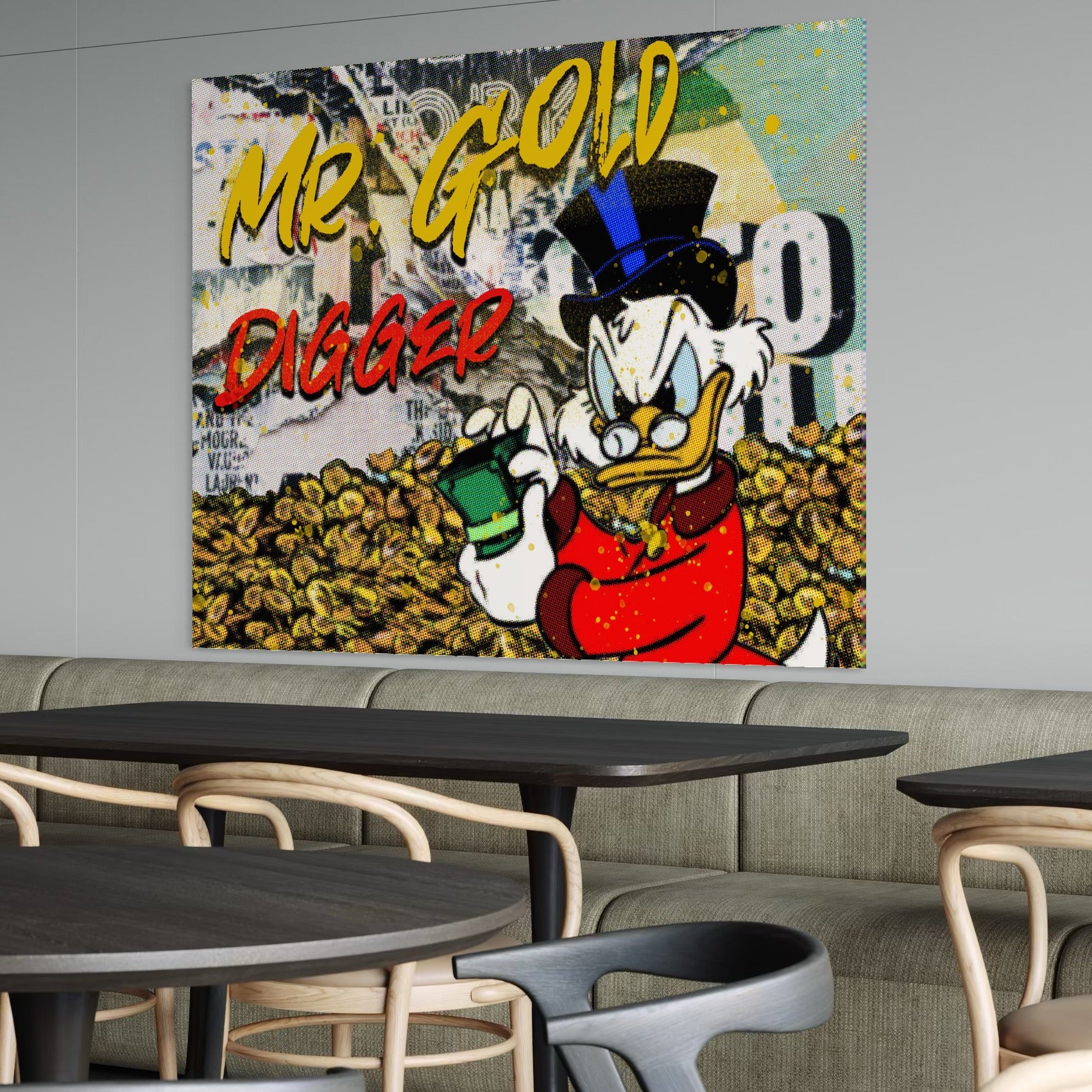 Tablou Canvas Premium, LuxCanva® A1037, Scrooge McDuck, Money, Desene Animate, Gold, Motivational, Culori Vibrante