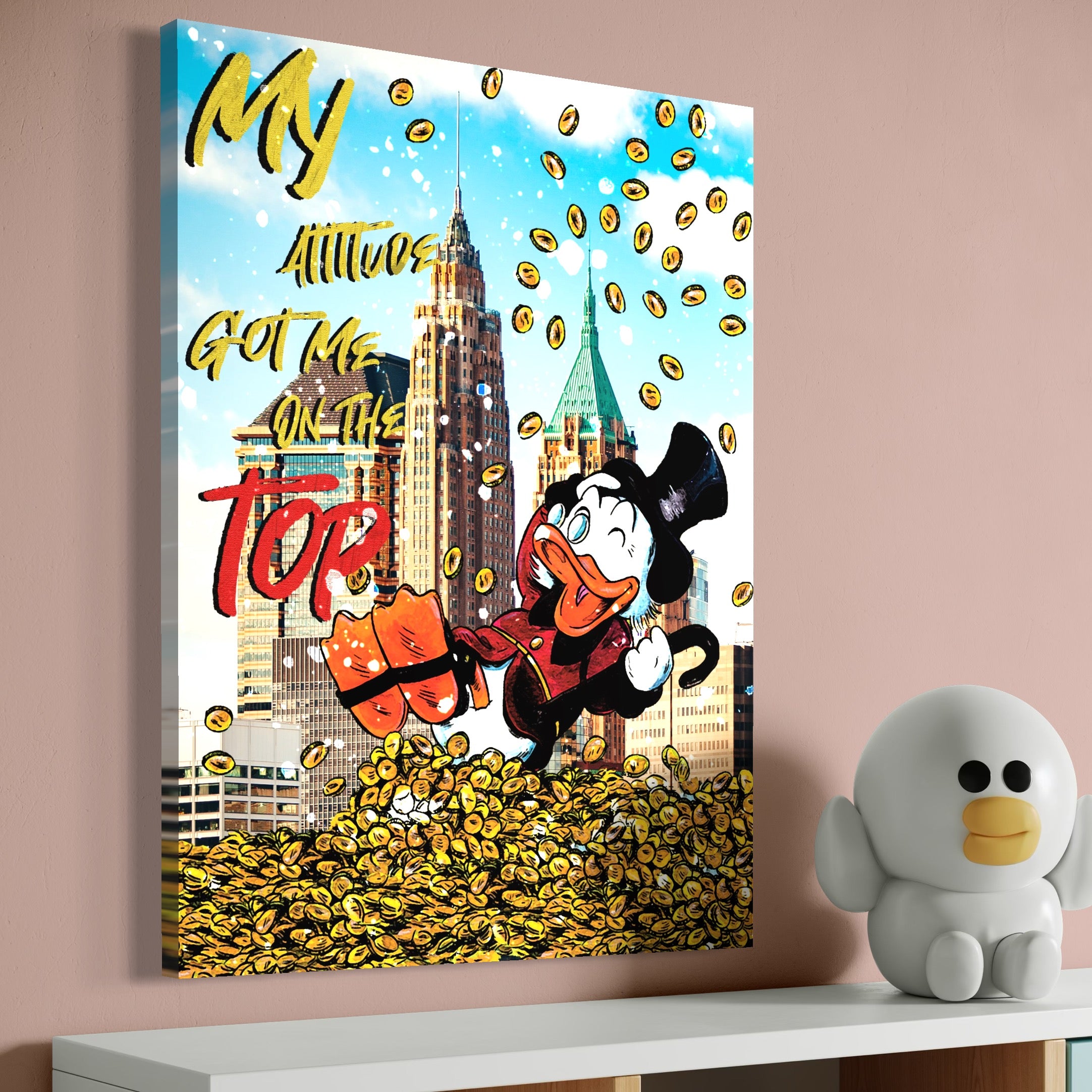 Tablou Canvas Premium, LuxCanva® A1039, Scrooge McDuck, Top, Desene Animate, Money, Motivational, Culori Vibrante