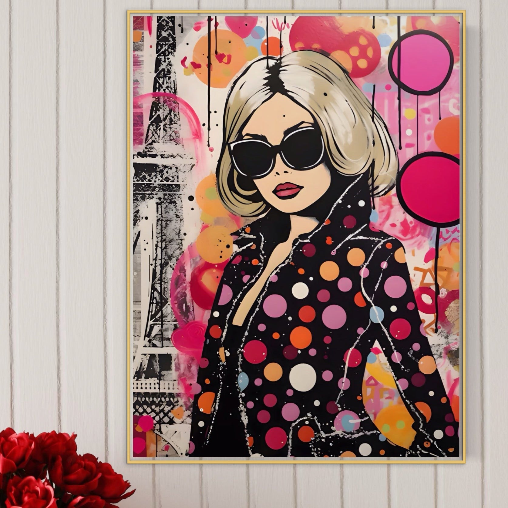 Leinwandbilder Premium LuxCanva® A1541, Cooles Mädchen, Mädchen, Rosa, Sonnenbrille, Dekorativ, Lebendige Farben