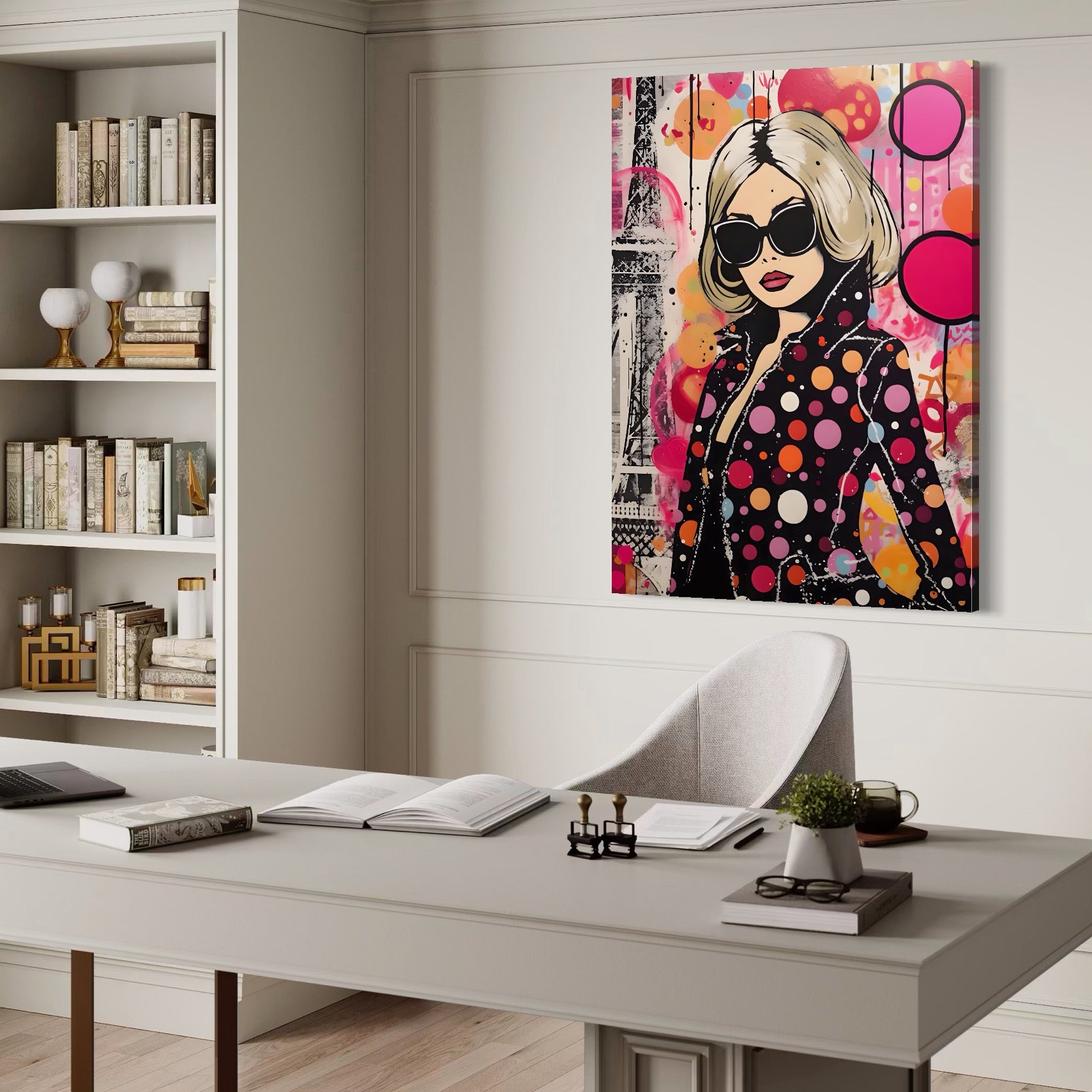 Tablou Canvas Premium LuxCanva® A1541, Cool Girl , Fata, Roz, Ochelari De Soare, Decorativ, Culori Vibrante