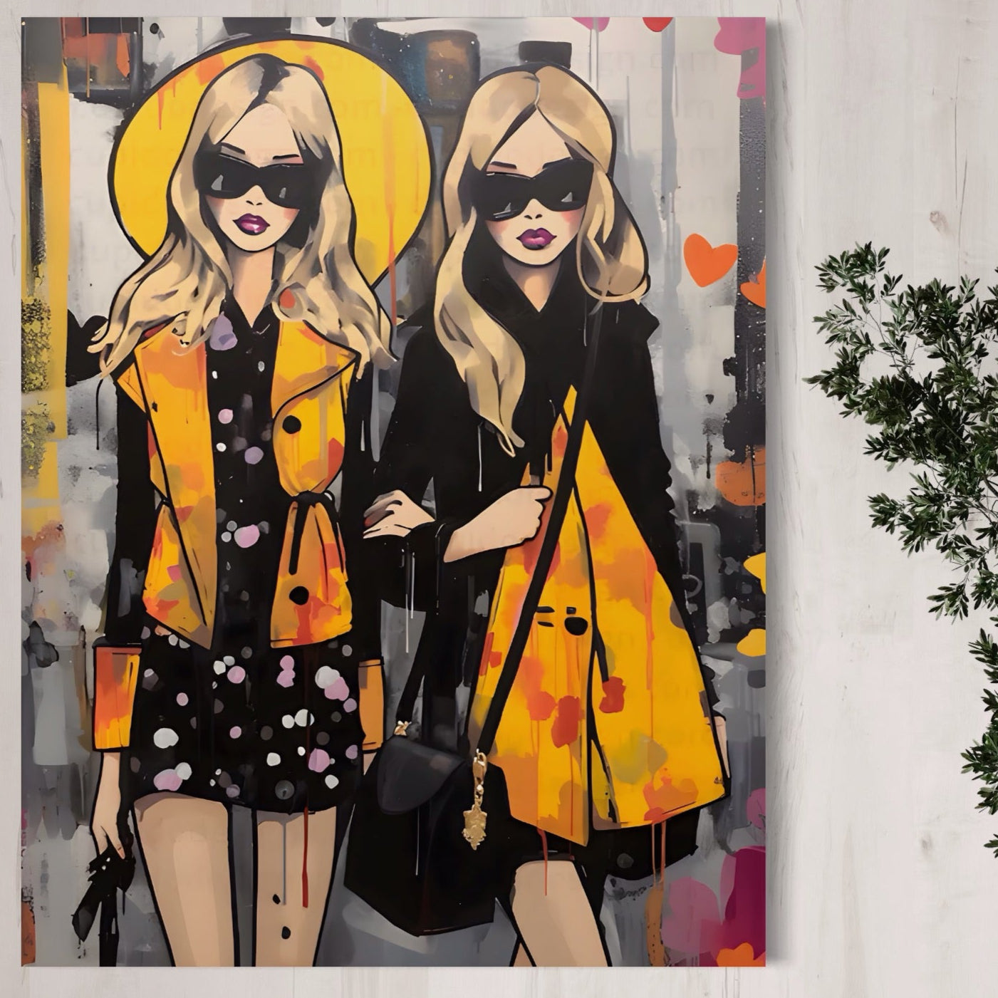 Tablou Canvas Premium LuxCanva® A1543, 2Power Girl , Room, Prietenie, Fete, Modele, Cumparaturi, Living, Culori Vibrante