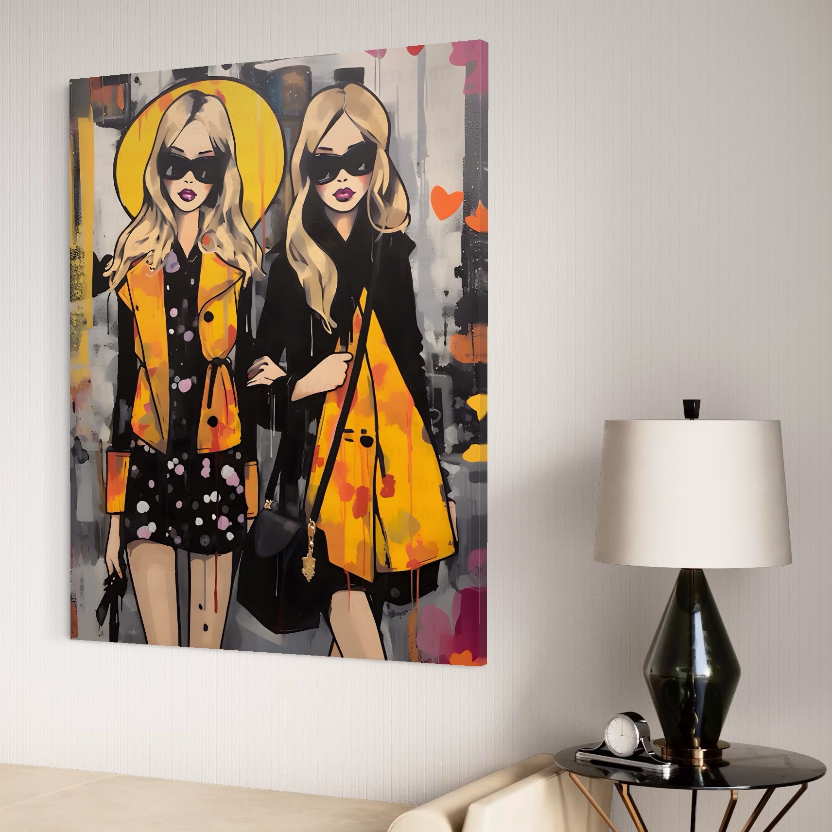 Tablou Canvas Premium LuxCanva® A1543, 2Power Girl , Room, Prietenie, Fete, Modele, Cumparaturi, Living, Culori Vibrante