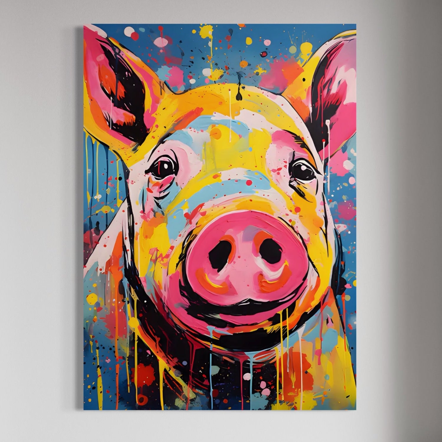 Tablou Canvas Premium LuxCanva® A1542, Colorful Pig , Room, Animal, Porc, Multicolor, Decorativ, Living, Culori Vibrante