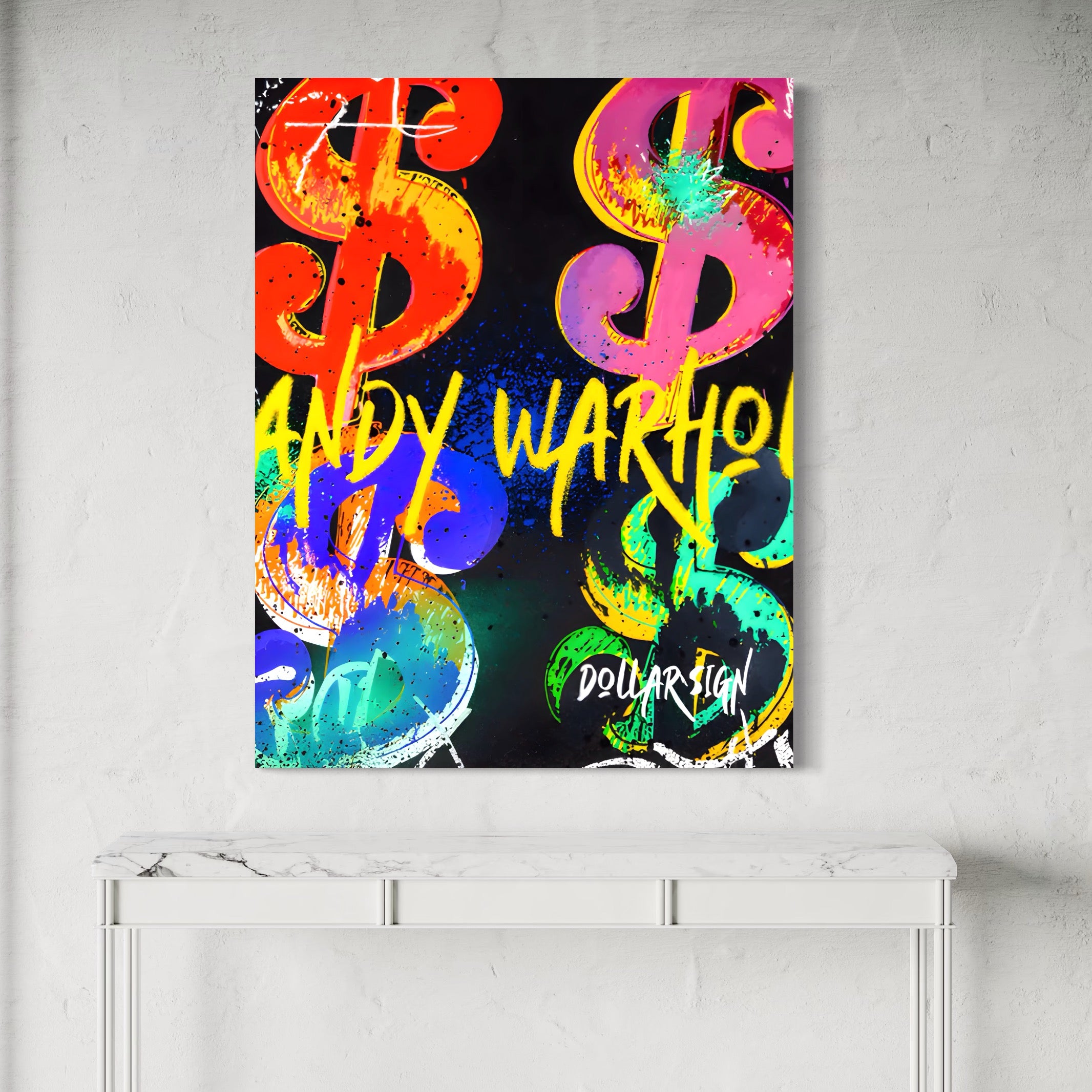 Tablou Canvas Premium LuxCanva® A1544, Dollar Sign , Room, Andy Warhol, Graffiti, Cash, Living, Culori Vibrante