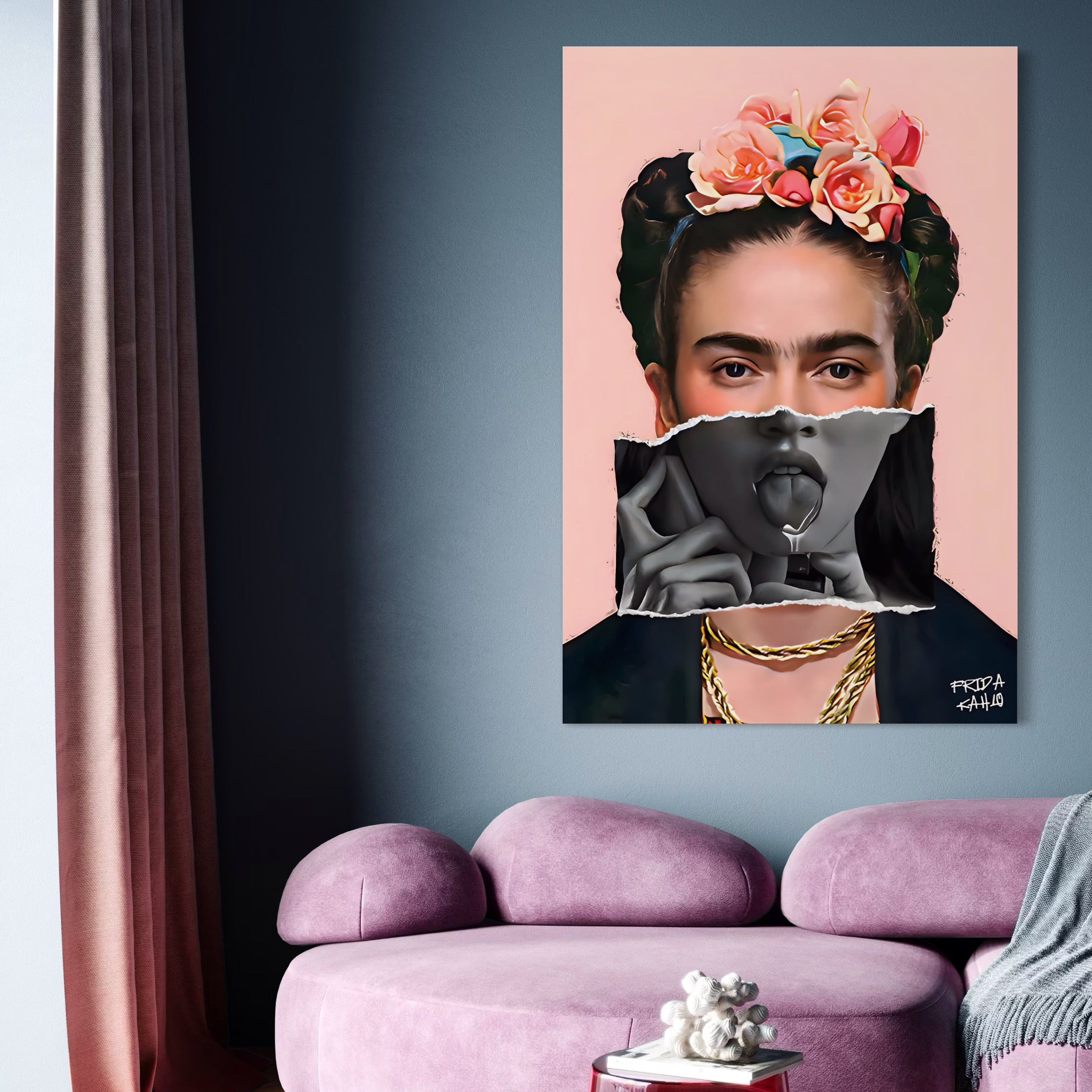 Tablou Canvas Premium LuxCanva® A1548, Frida Kahlo ,  Decorativ, Arta Moderna, Artista, Pictorita, Living, Culori Vibrante