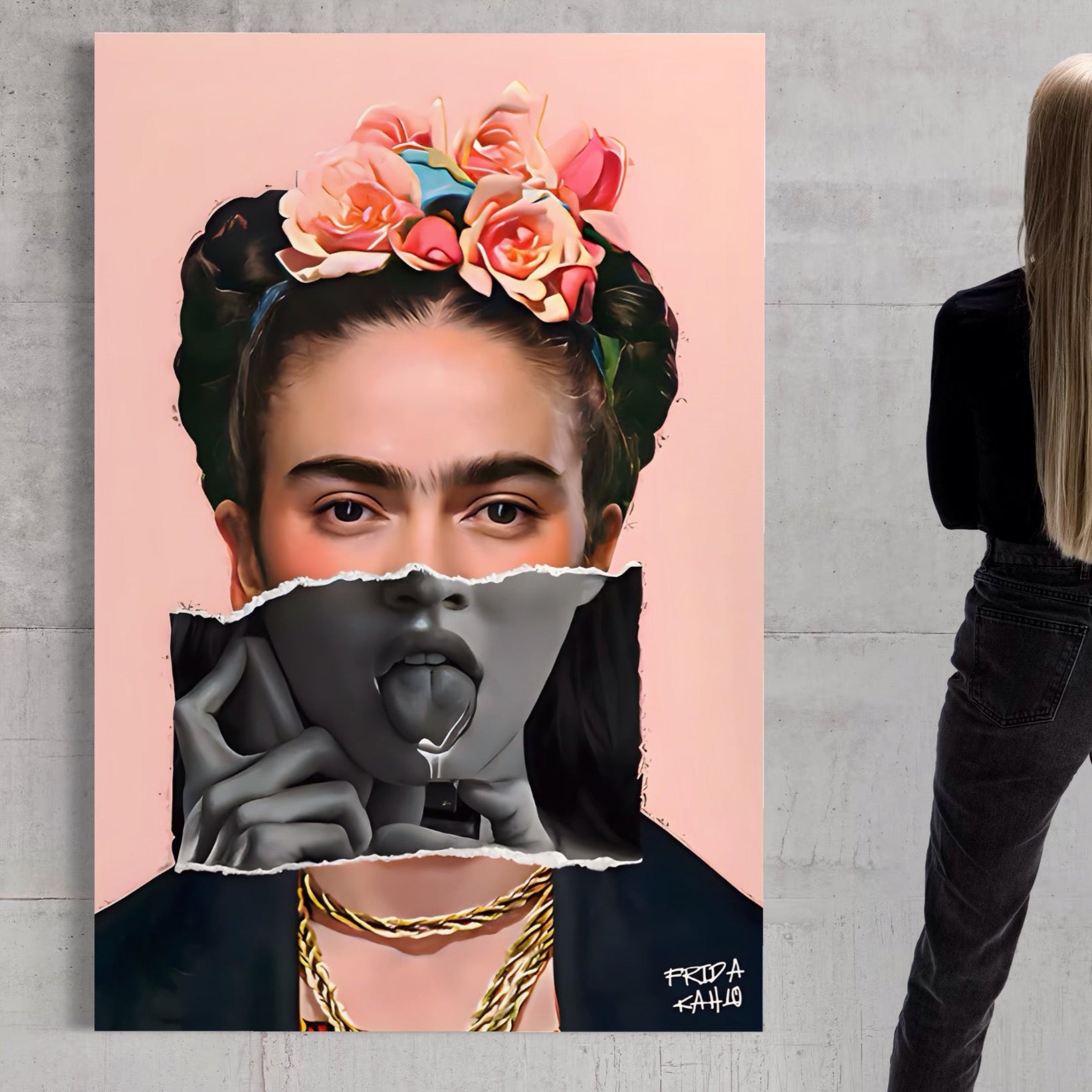 Tablou Canvas Premium LuxCanva® A1548, Frida Kahlo ,  Decorativ, Arta Moderna, Artista, Pictorita, Living, Culori Vibrante