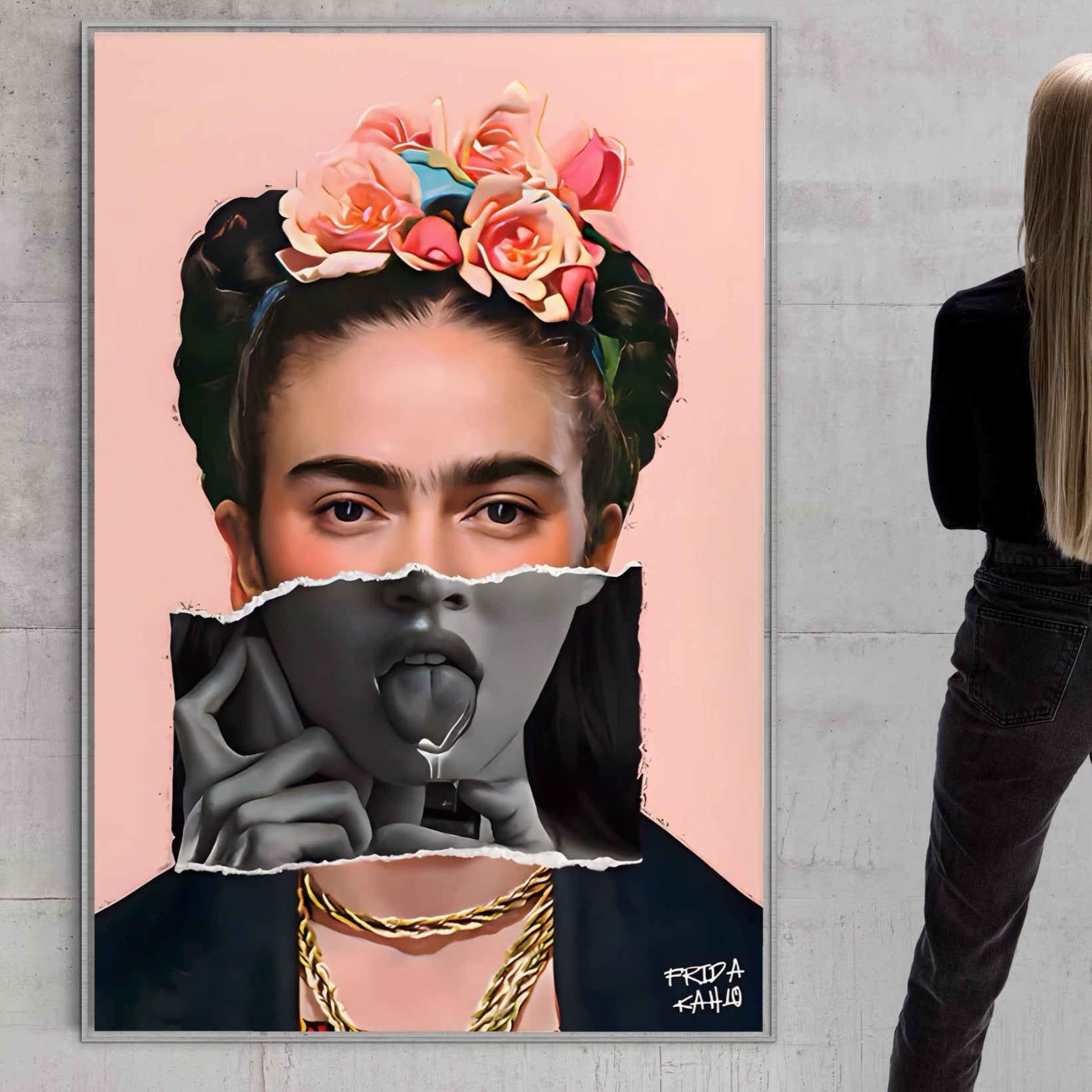 Tablou Canvas Premium LuxCanva® A1548, Frida Kahlo ,  Decorativ, Arta Moderna, Artista, Pictorita, Living, Culori Vibrante