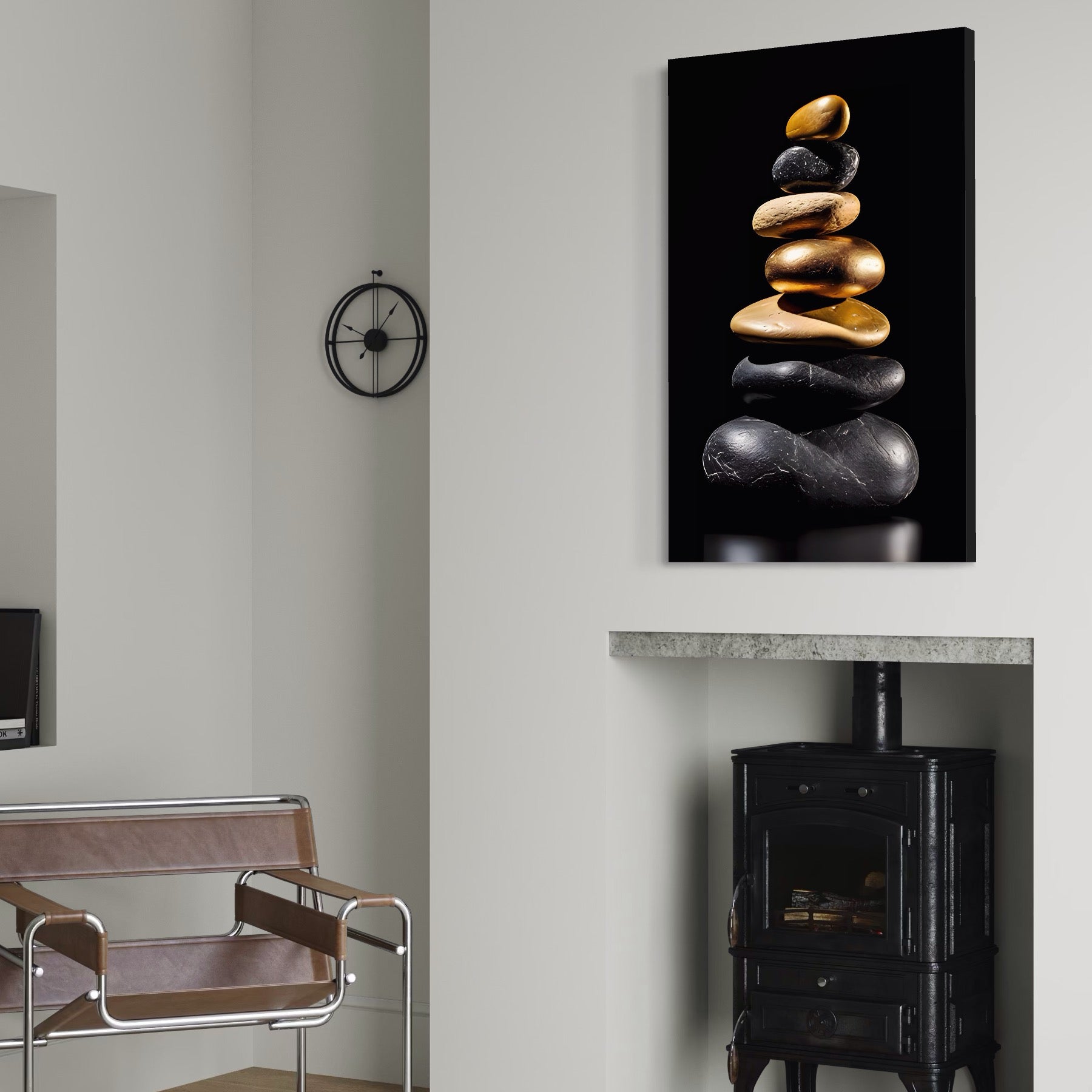 Tablou Canvas Premium LuxCanva® A1556, Echilibru , Salon, Terapie, Spa, Pietre, Auriu, Decorativ, Living, Culori Vibrante