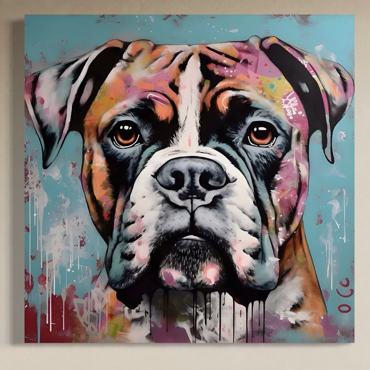 Tablou Canvas Premium LuxCanva® A1552, Boxer Dog , Decorativ, Dormitor, Caine, Animal, Multicolor, Living, Culori Vibrante