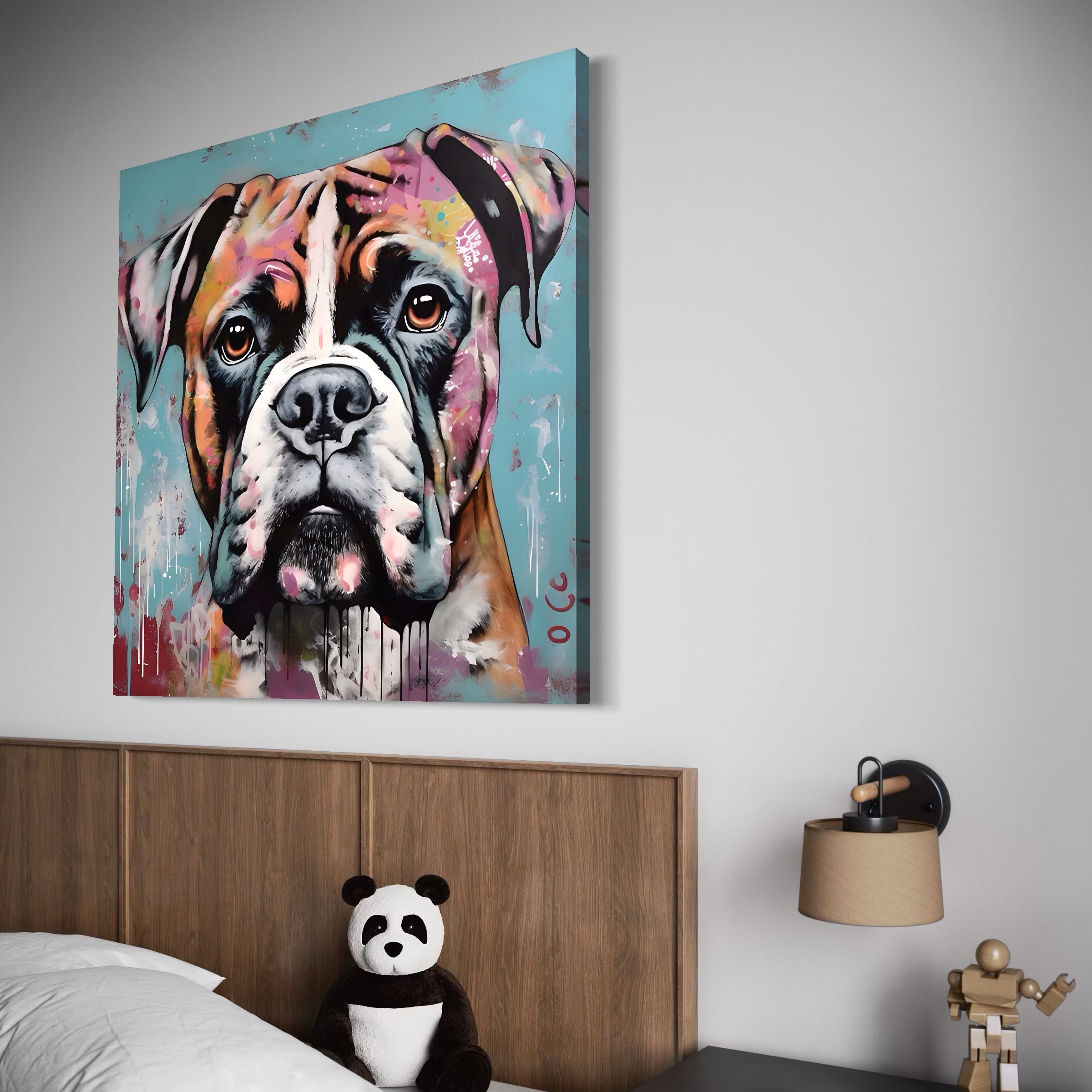Tablou Canvas Premium LuxCanva® A1552, Boxer Dog , Decorativ, Dormitor, Caine, Animal, Multicolor, Living, Culori Vibrante