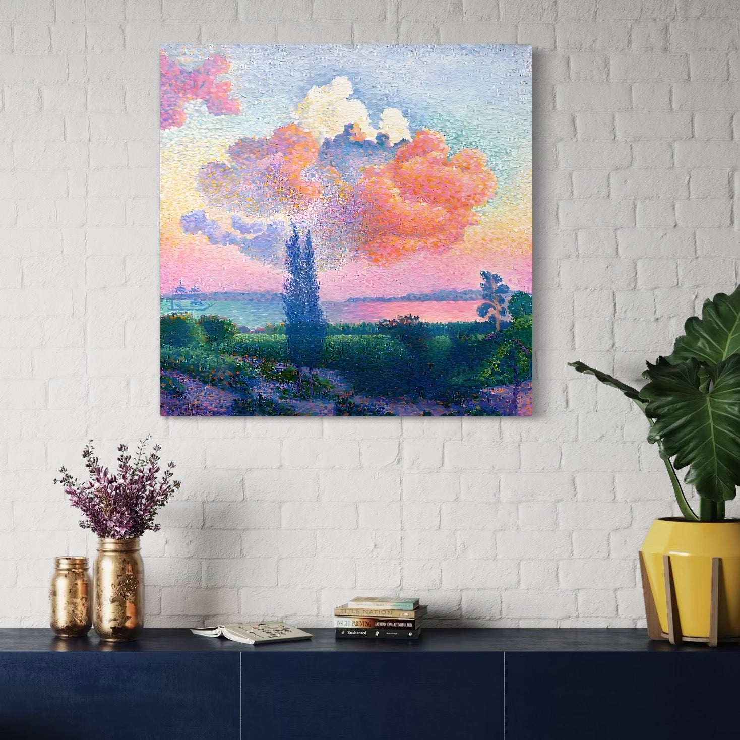 Tablou Canvas Premium LuxCanva® A1554, The Rose Cloud , Arta, Henri Edmond, Peisaj, Cer, Culori Vibrante