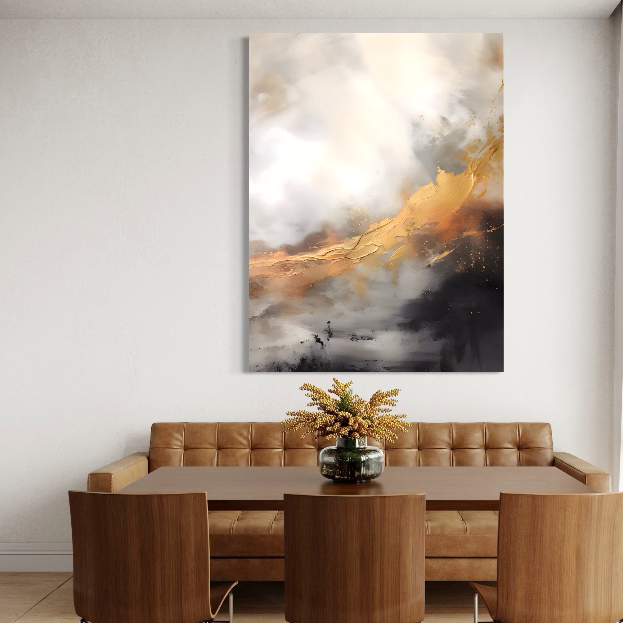 Tablou Canvas Premium LuxCanva® A1555, Pastel Auriu , Dormitor, Abstract, Divin, Decorativ, Living, Culori Vibrante