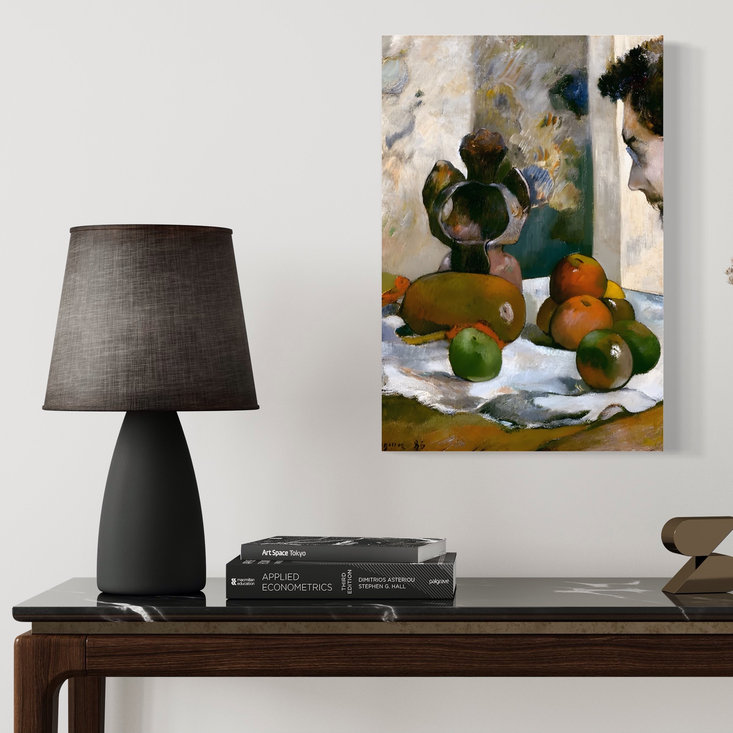 Tablou Canvas Premium LuxCanva® A1558, Natura Moarta Cu Profilul Lui Laval , Galerie De Arta, Paul Gauguin, Pictor, Aventurier, Geniu, Living, Culori Vibrante