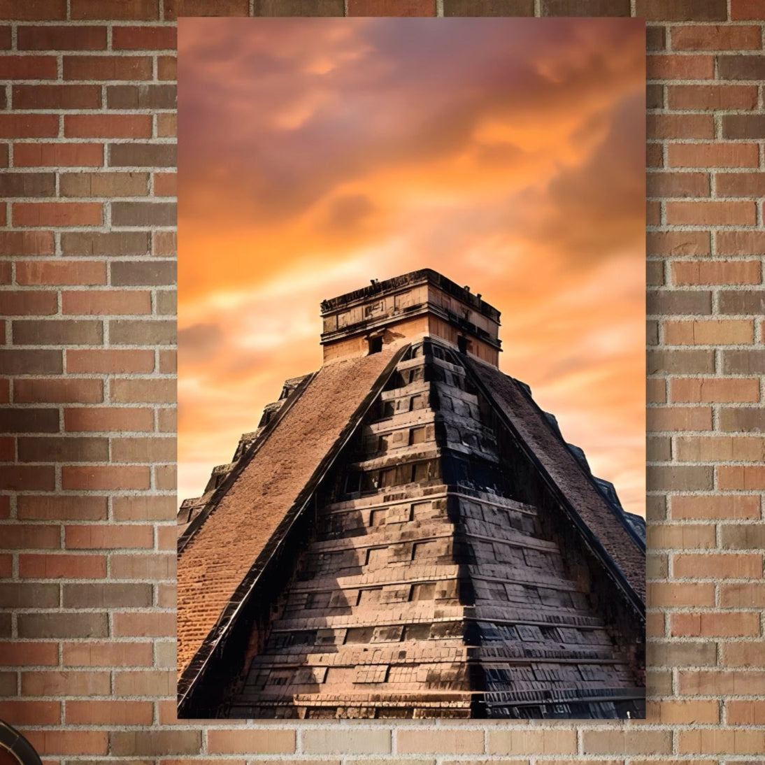 Tablou Canvas Premium LuxCanva® A1563, Lumea Antica , Living, Templu, Piramida, Civilizatie Mayasa, Dormitor, Culori Vibrante