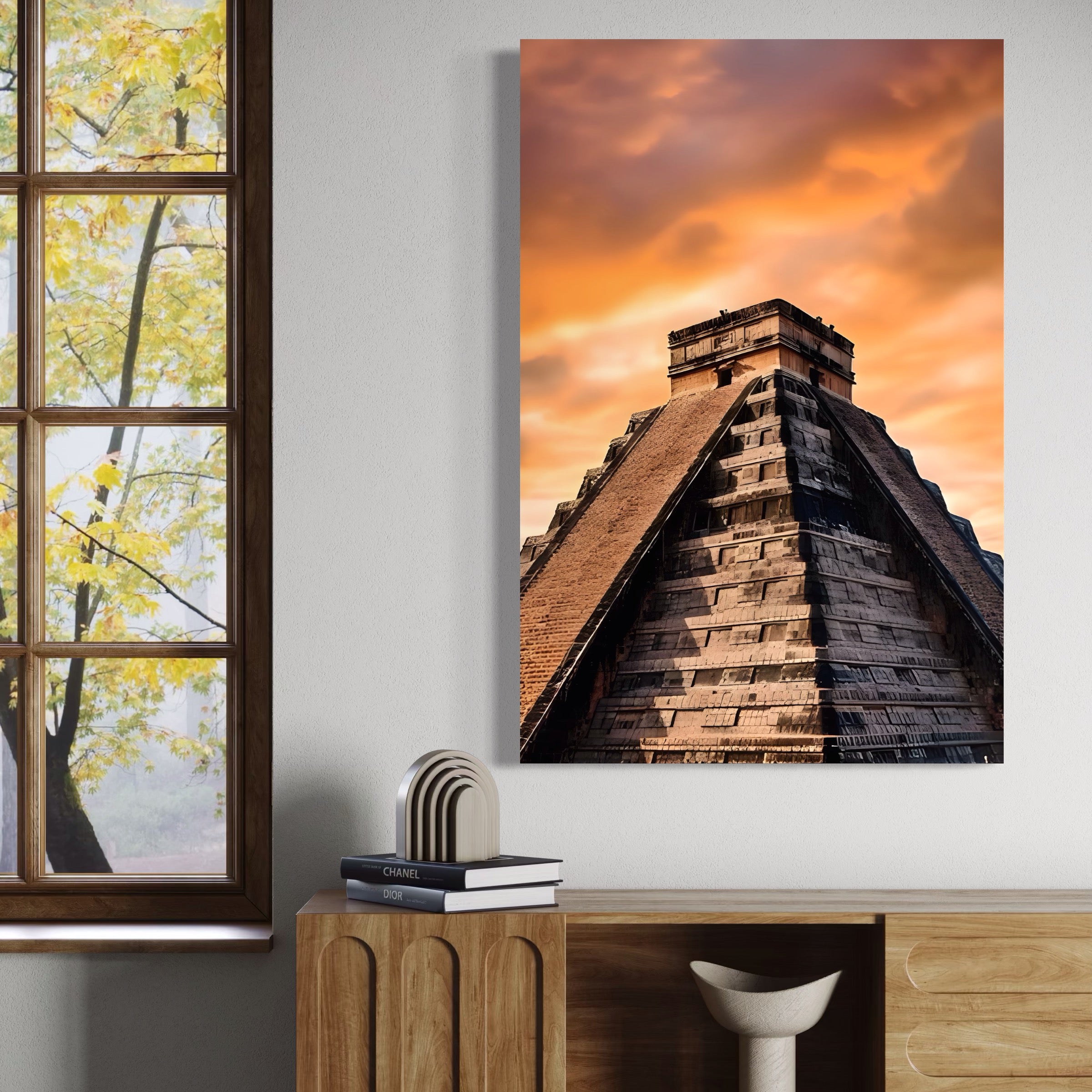 Tablou Canvas Premium LuxCanva® A1563, Lumea Antica , Living, Templu, Piramida, Civilizatie Mayasa, Dormitor, Culori Vibrante