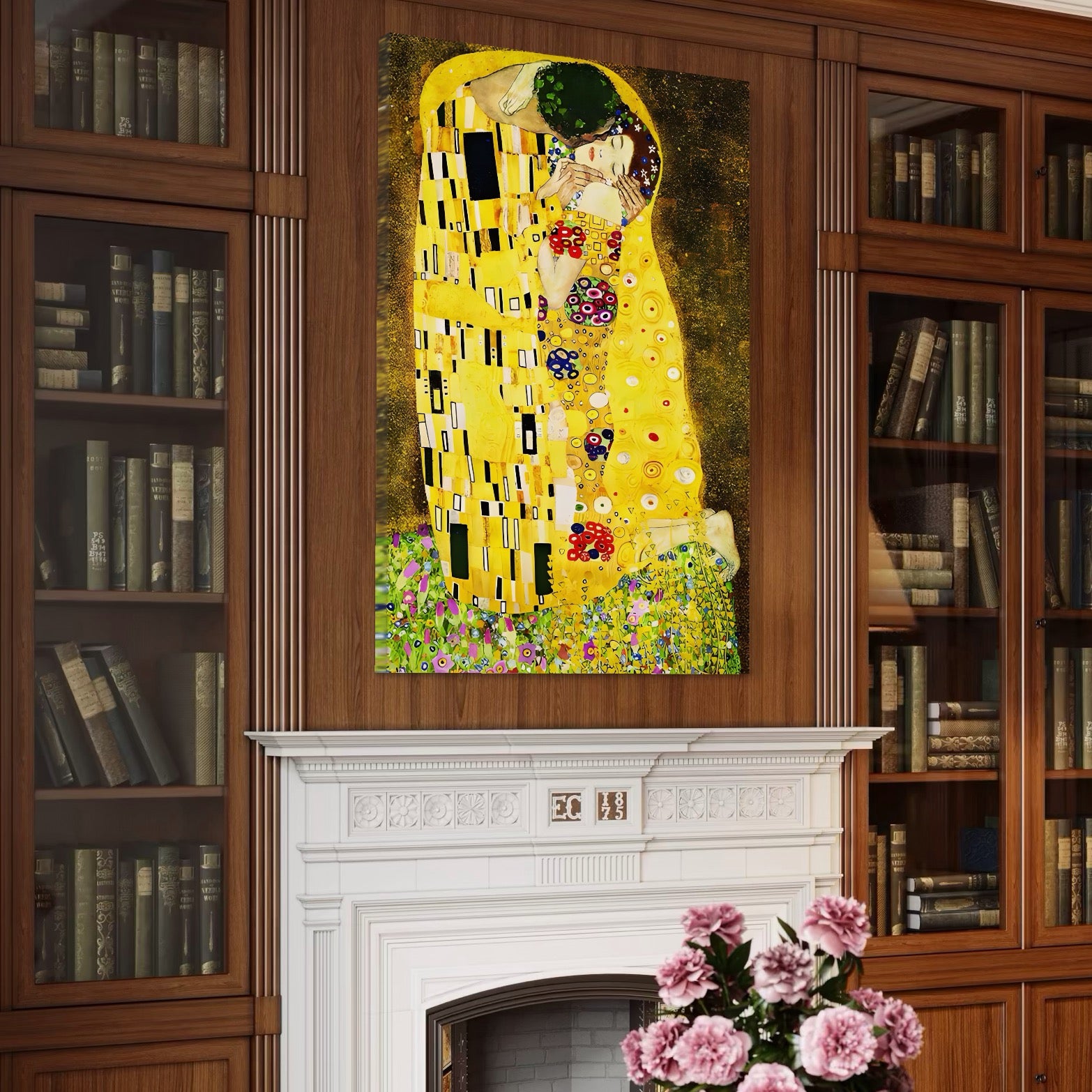 Tablou Canvas Premium LuxCanva® A1566, The Kiss , Room, Living, Gustav Klimt, Sarutul, Pictor, Cuplu, Living, Culori Vibrante