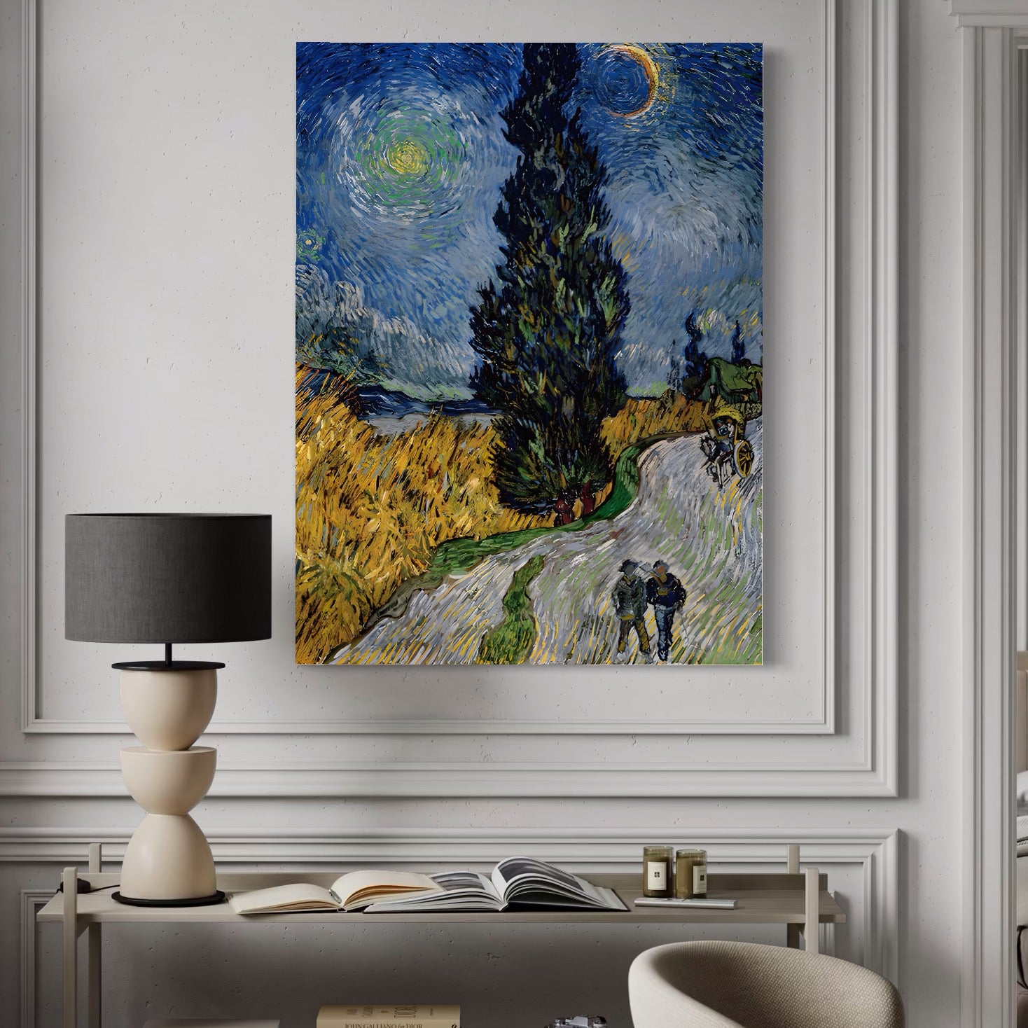 Tablou Canvas Premium LuxCanva® A1568, Drum Cu Cypress Si Star , Room, Van Gogh, Pictor, Artist, Living, Culori Vibrante