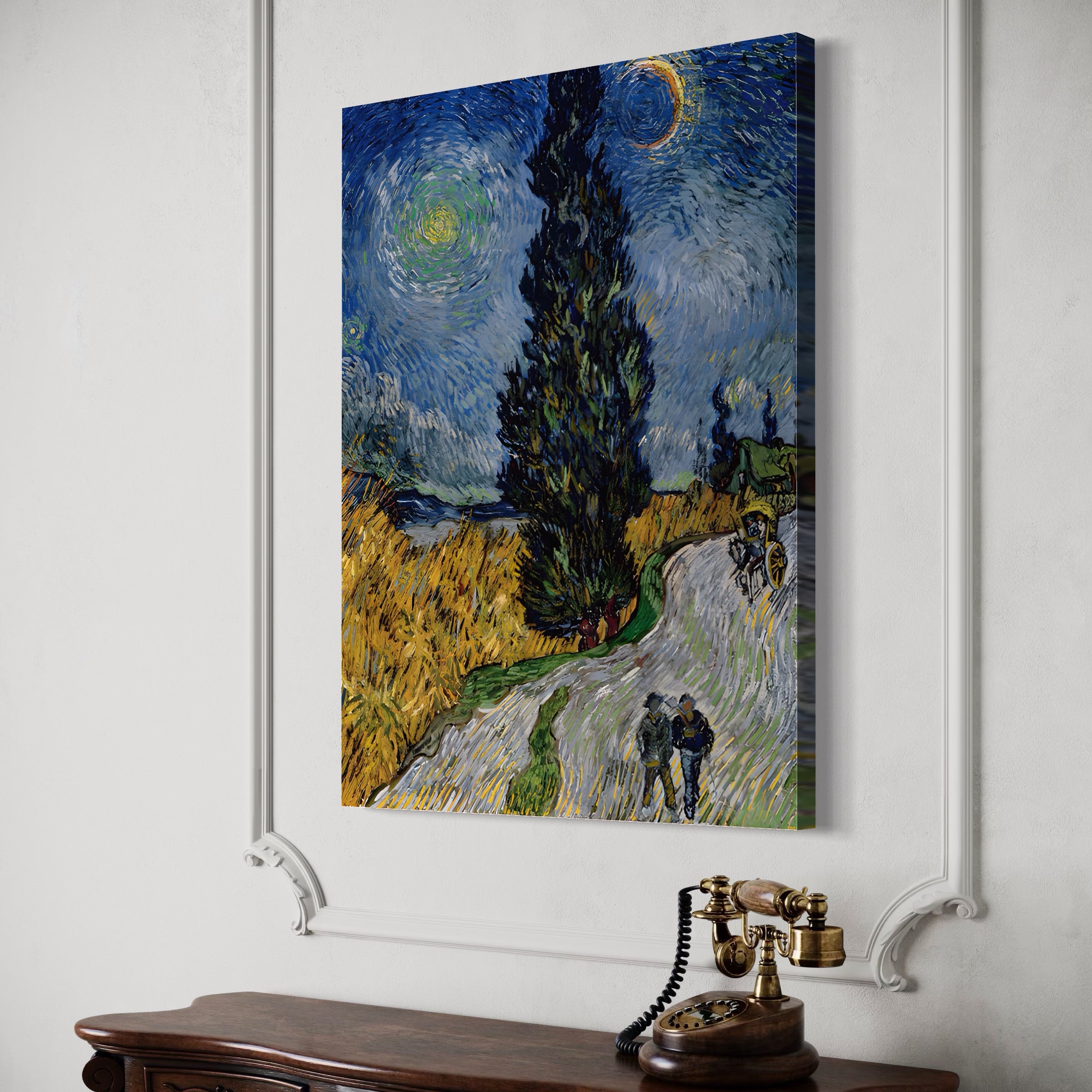 Tablou Canvas Premium LuxCanva® A1568, Drum Cu Cypress Si Star , Room, Van Gogh, Pictor, Artist, Living, Culori Vibrante