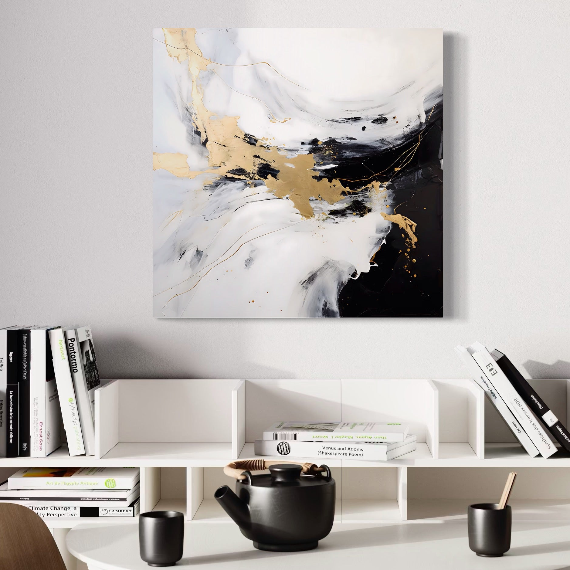 Tablou Canvas Premium LuxCanva® A1569, Armonia Abstractului , Room, Auriu, Marmura, Alb, Abstract, Living, Culori Vibrante