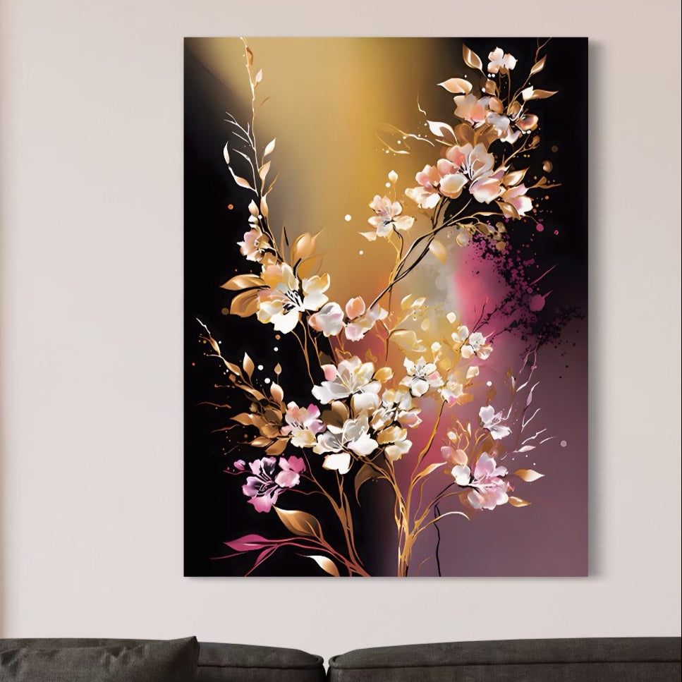 Tablou Canvas Premium LuxCanva® A1574, Ramura Inflorita , Living, Flori, Copac, Tufis, Room, Culori Vibrante