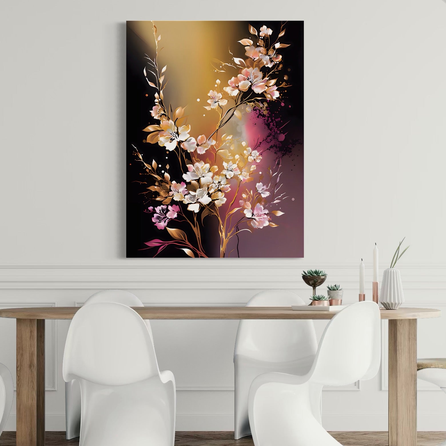 Tablou Canvas Premium LuxCanva® A1574, Ramura Inflorita , Living, Flori, Copac, Tufis, Room, Culori Vibrante