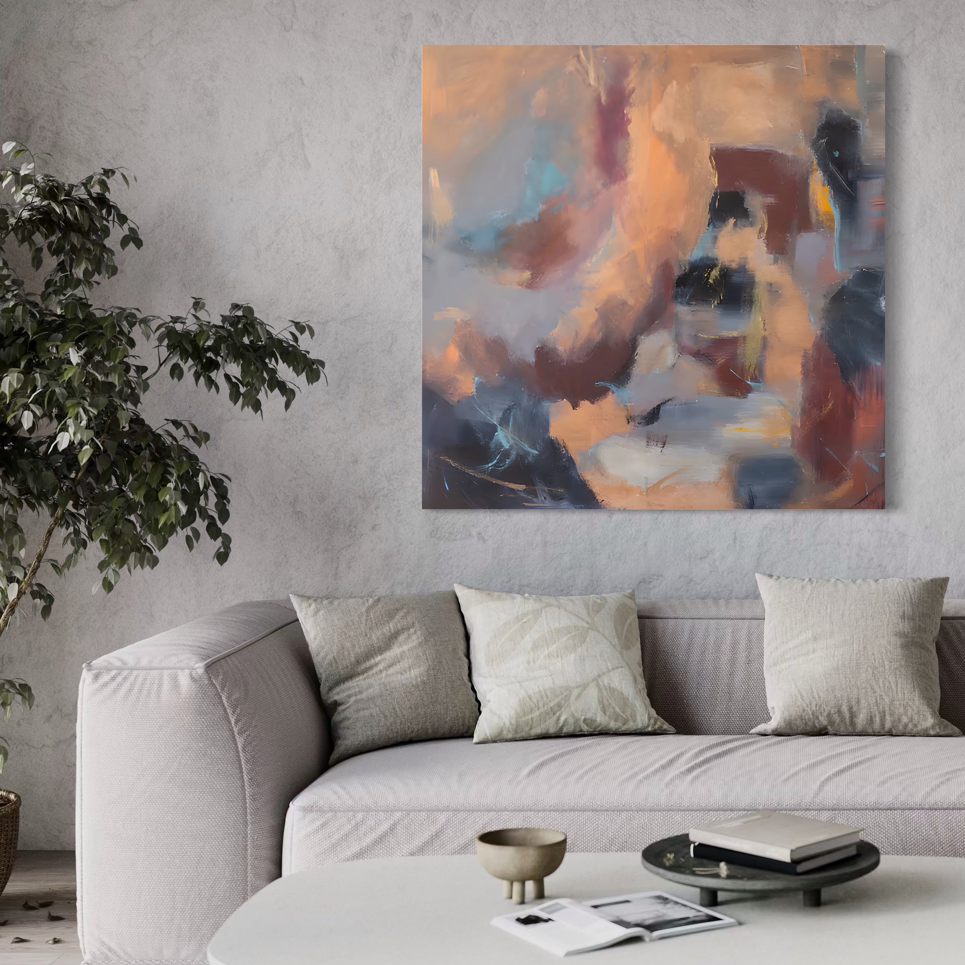 Tablou Canvas Premium LuxCanva® A1577, MultiBrown , Living, Abstract, Decorativ, Maro, Room, Culori Vibrante