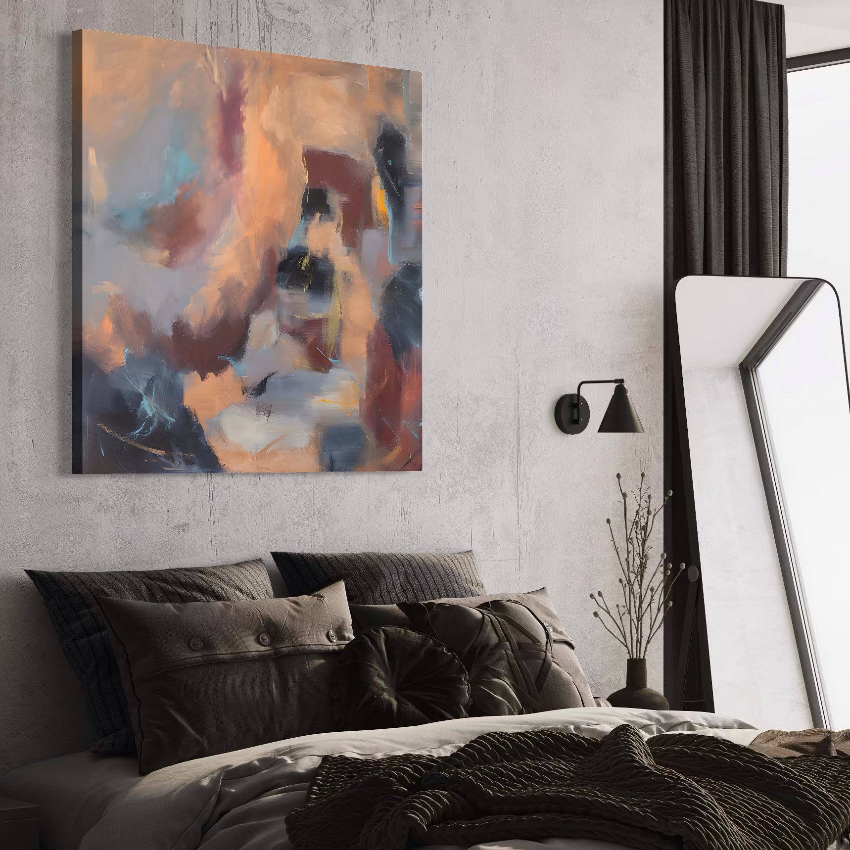 Tablou Canvas Premium LuxCanva® A1577, MultiBrown , Living, Abstract, Decorativ, Maro, Room, Culori Vibrante