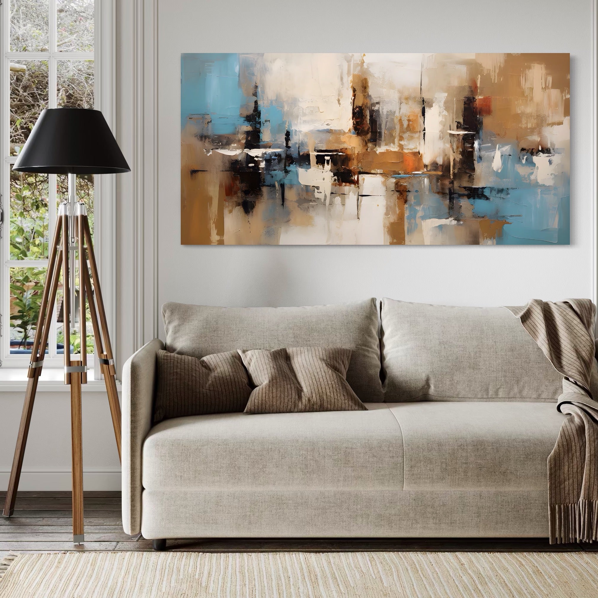 Tablou Canvas Premium LuxCanva® A1585, Splendoare Aurie ,  Room, Decorativ, Abstract, Culori, Pensulat, Living, Culori Vibrante