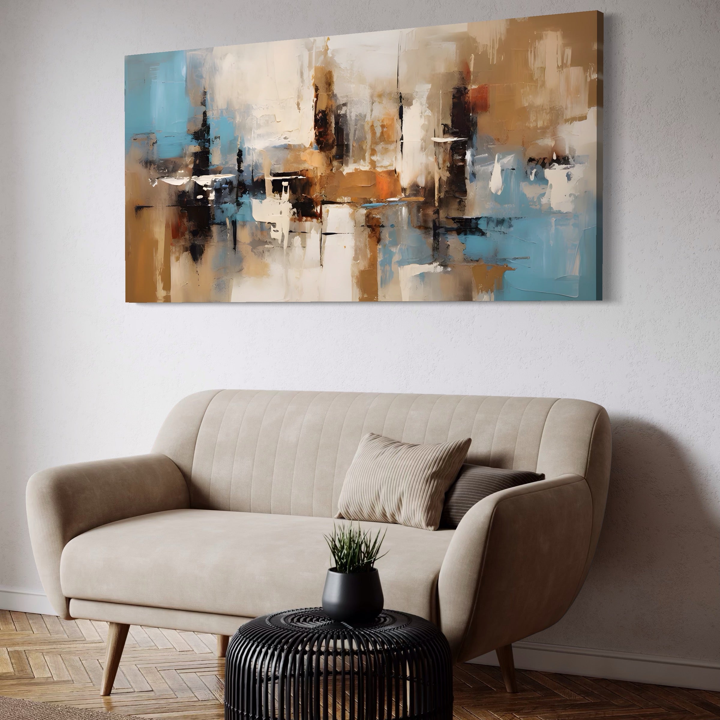 Tablou Canvas Premium LuxCanva® A1585, Splendoare Aurie ,  Room, Decorativ, Abstract, Culori, Pensulat, Living, Culori Vibrante