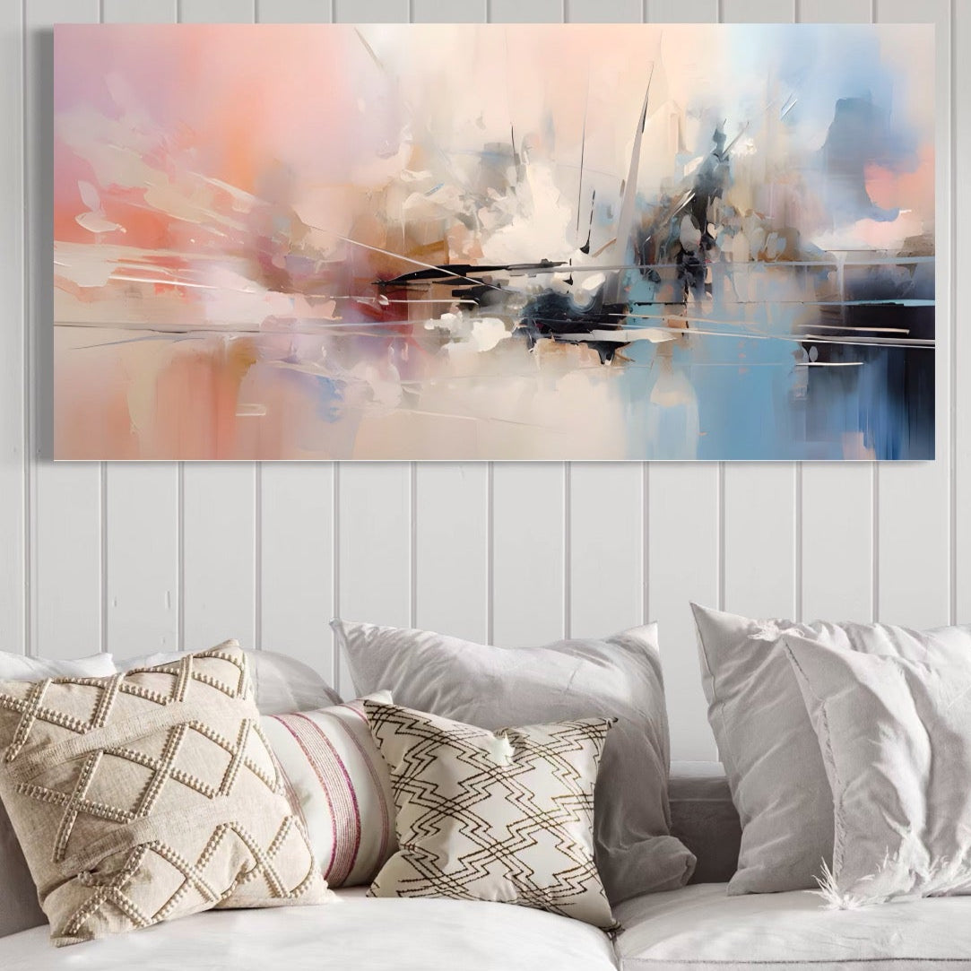 Tablou Canvas Premium LuxCanva® A1586, Linie Emotionala ,  Room, Decorativ, Abstract, Pastel, Orizontal, Living, Culori Vibrante