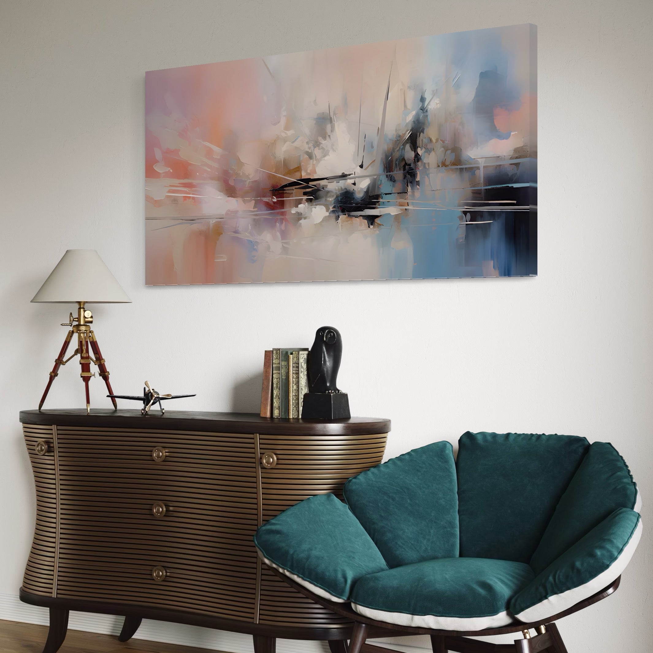 Tablou Canvas Premium LuxCanva® A1586, Linie Emotionala ,  Room, Decorativ, Abstract, Pastel, Orizontal, Living, Culori Vibrante