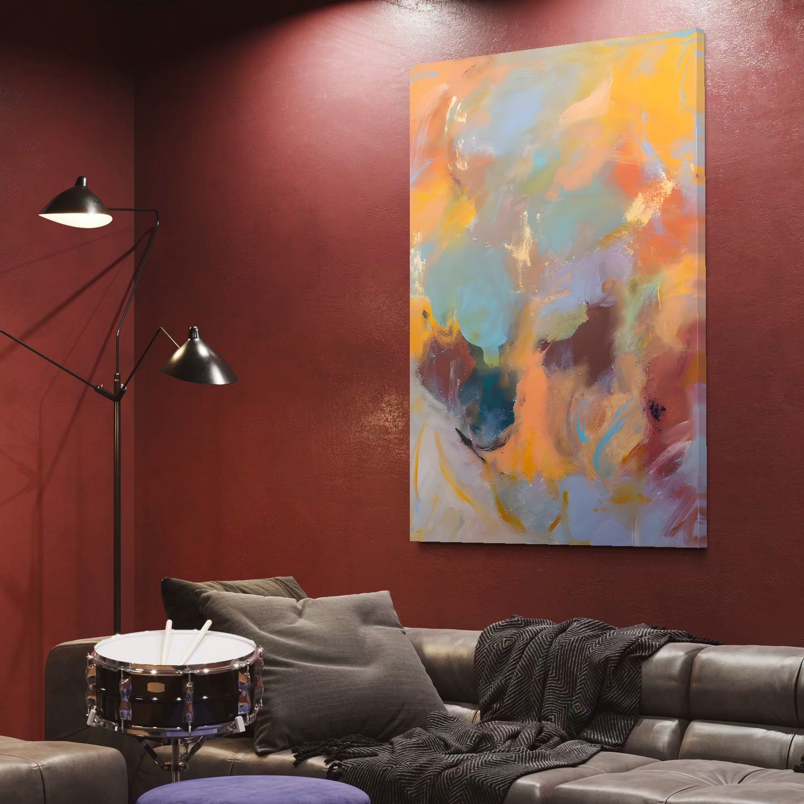 Tablou Canvas Premium LuxCanva® A1589, Pata Colorata , Dormitor, Infuzie De Culoare, Decorativ, Abstract, Living, Culori Vibrante