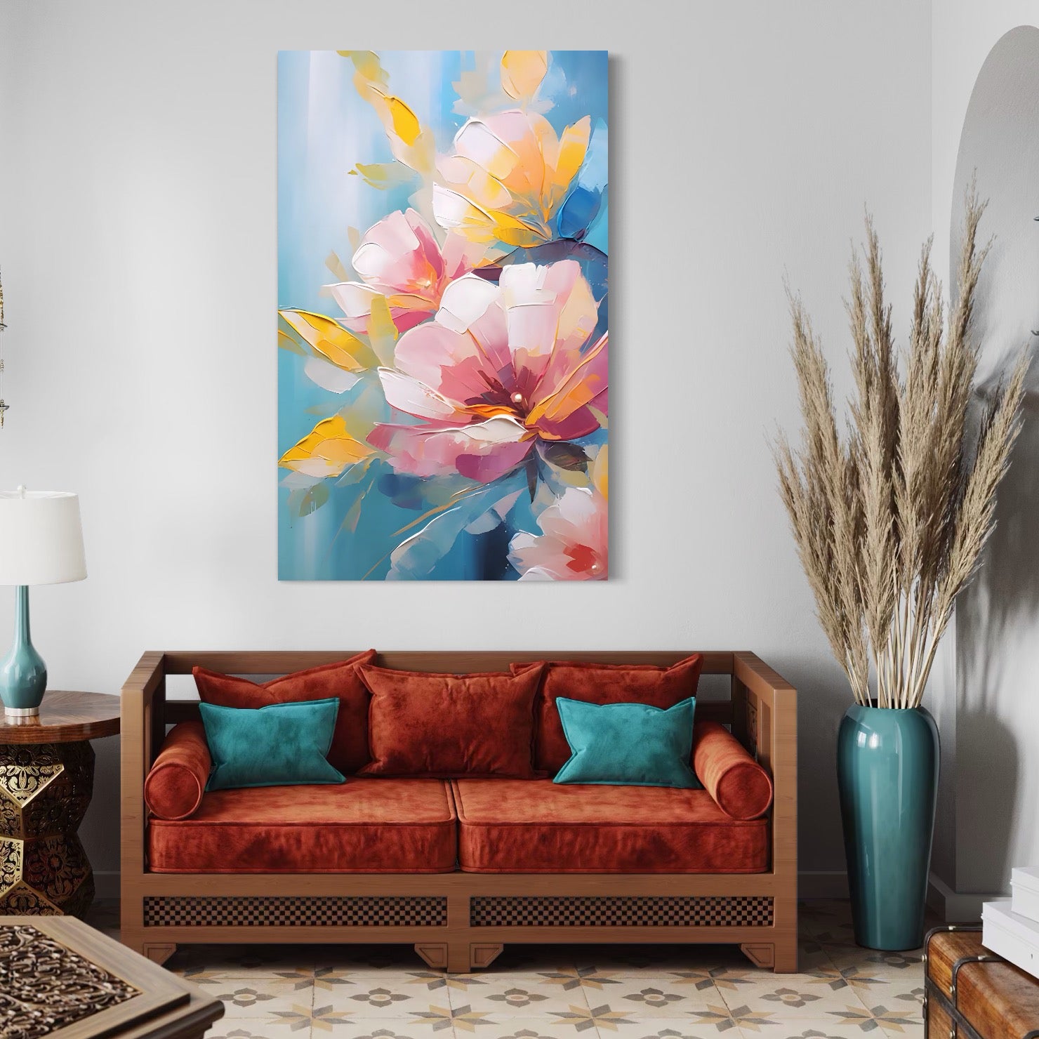 Tablou Canvas Premium LuxCanva® A1578, Cherry Flowers . Dormitor, Buchet, Colorat, Decorativ, Living, Culori Vibrante