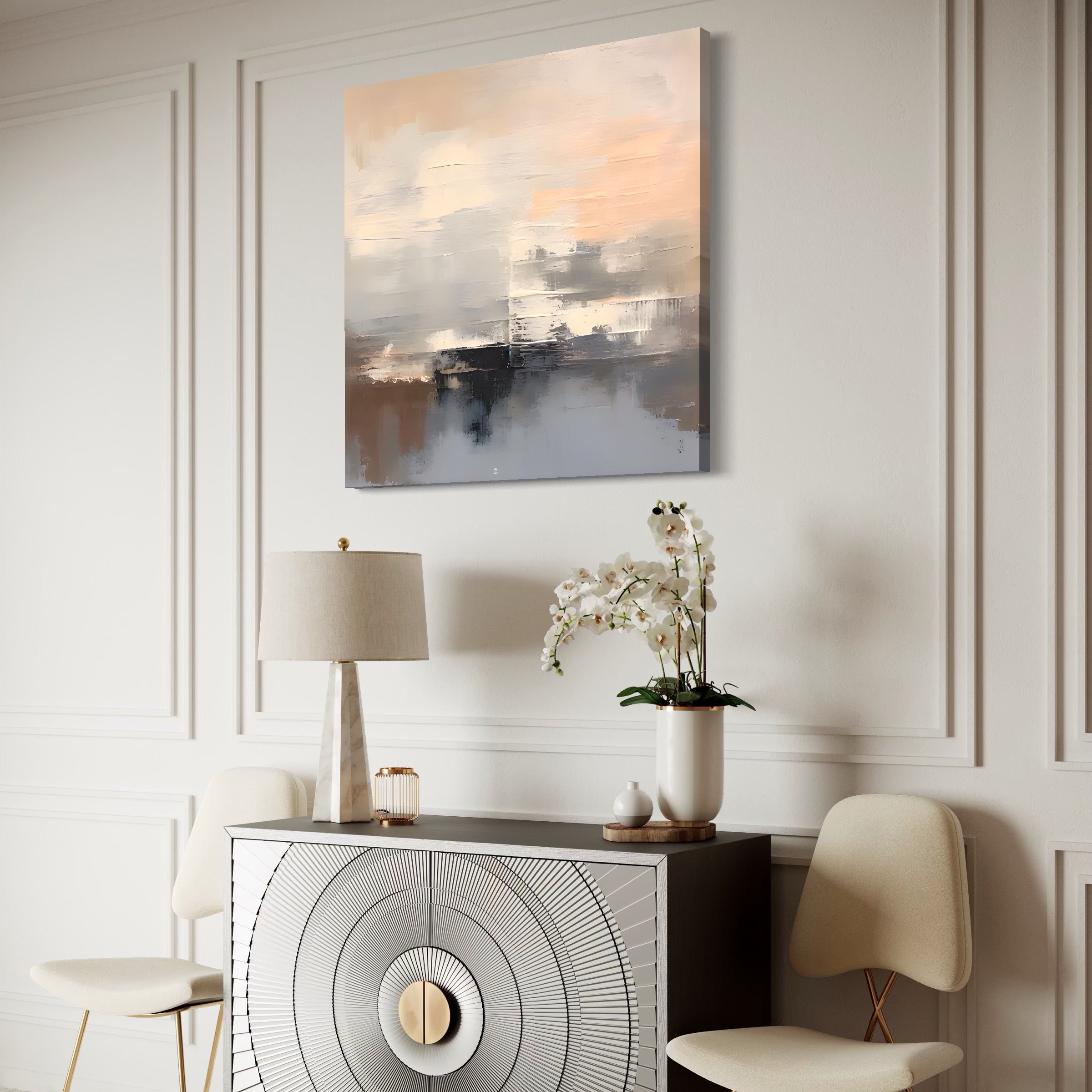 Tablou Canvas Premium LuxCanva® A1592, Gri Gradual , Living, Abstract, Decorativ, Neutru, Dormtior, Culori Vibrante