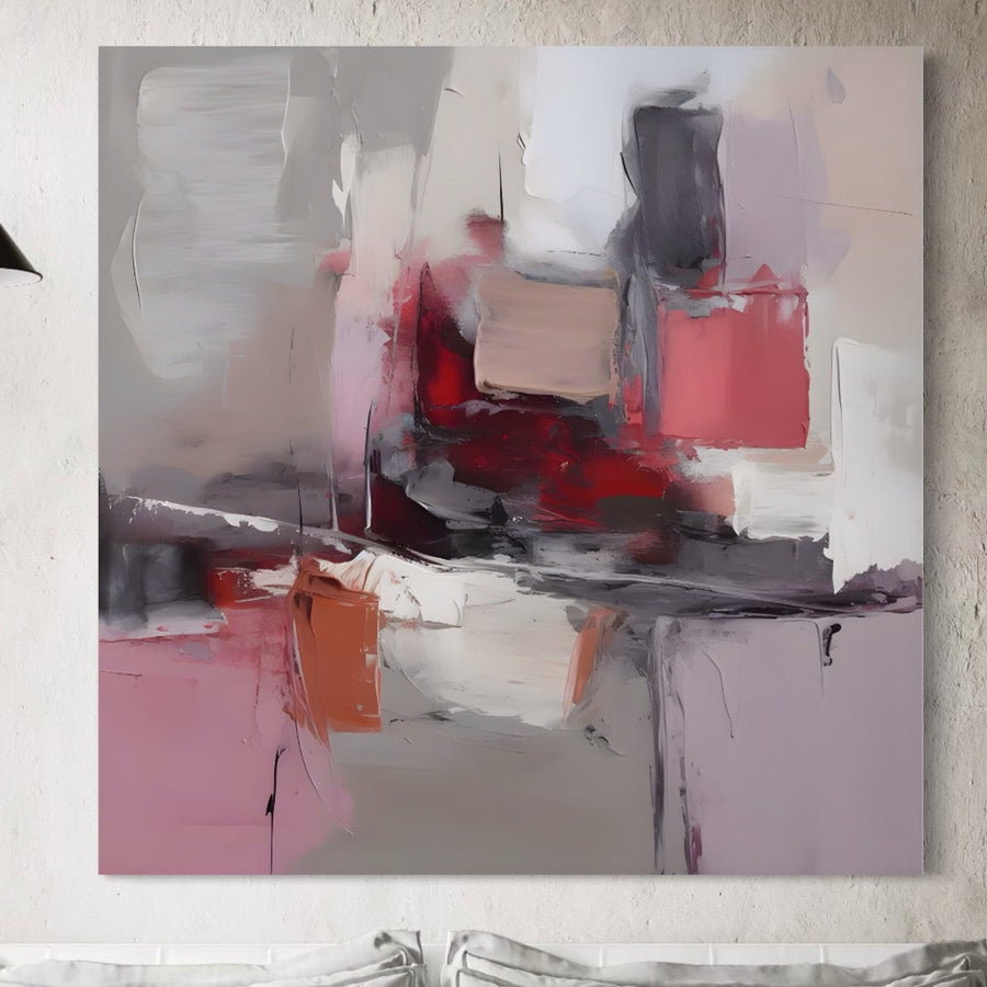 Tablou Canvas Premium LuxCanva® LuxCanva® A1595 prezintă nuanțe vibrante de roșu și culori contrastante într-o compoziție dinamică, decorativă - perfectă pentru dormitoare sau spații de locuit, adaugă rafinament oricărui perete deschis la culoare.