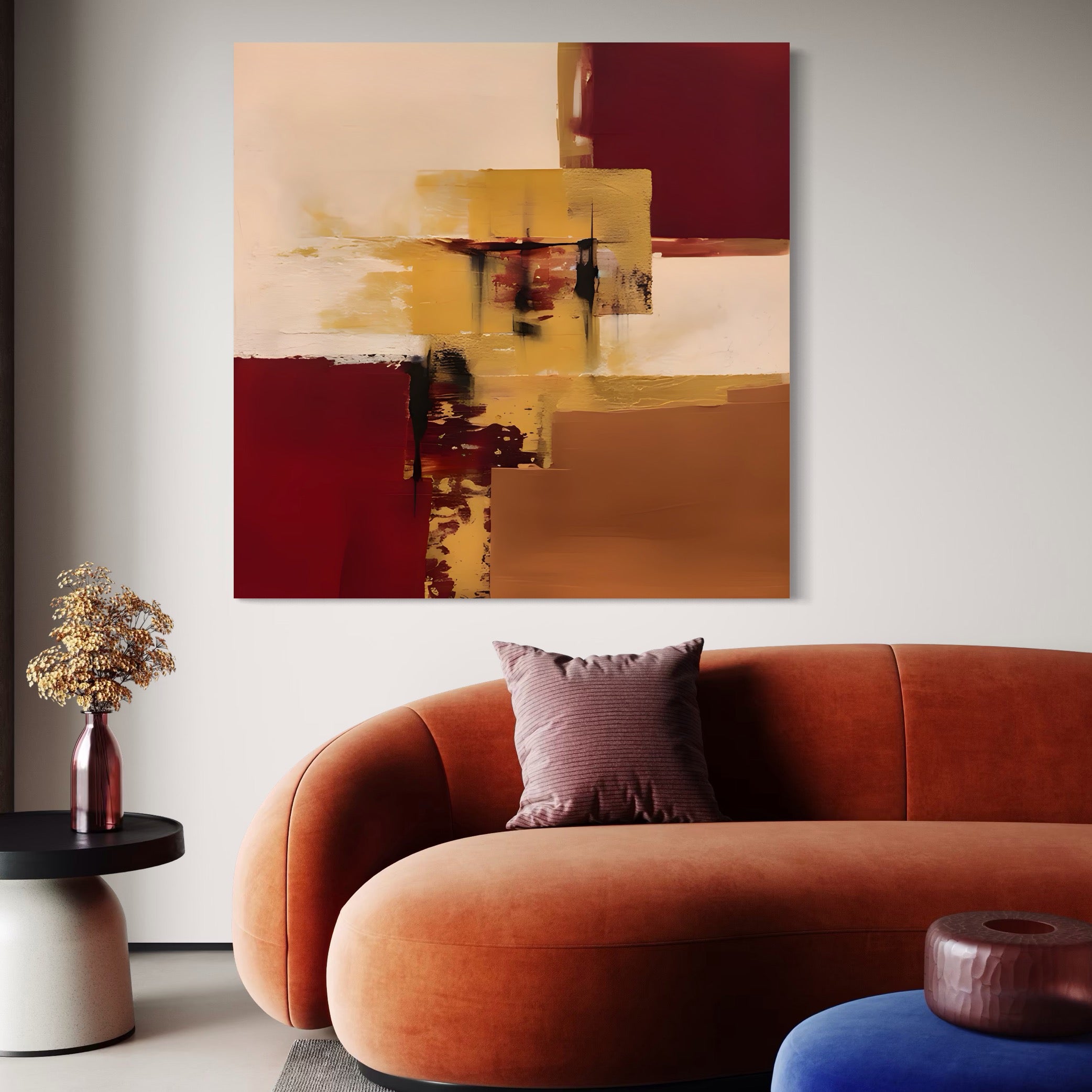 Tablou Canvas Premium LuxCanva® A1597, Abstract Gold , Dormitor, Vibratie Colorata, Patrate, Living, Culori Vibrante