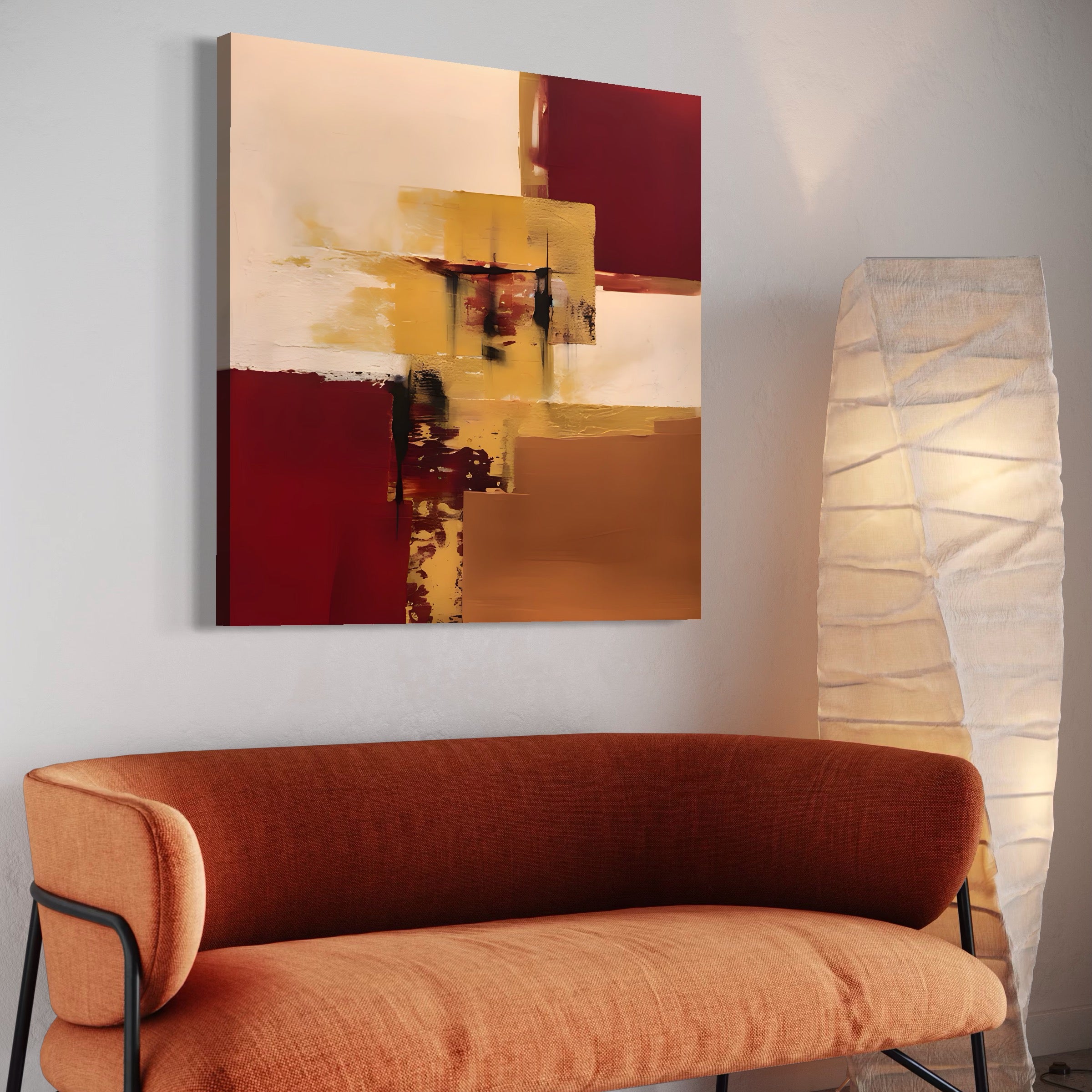 Tablou Canvas Premium LuxCanva® A1597, Abstract Gold , Dormitor, Vibratie Colorata, Patrate, Living, Culori Vibrante