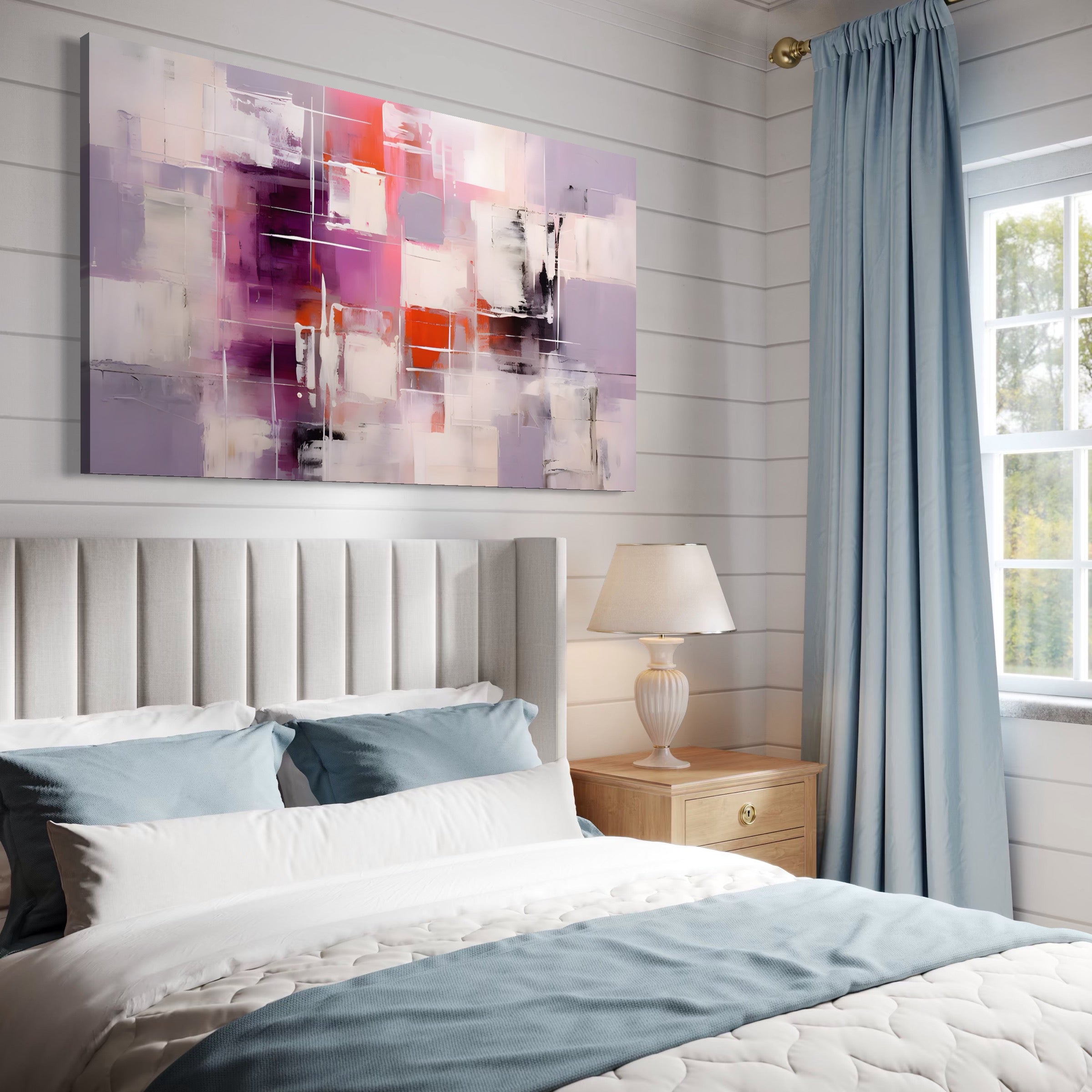 Tablou Canvas Premium LuxCanva® A1599, Contraste Purpurii , Dormitor, Lila, Lavanda, Mov, Vibratie Vizuala, Living, Culori Vibrante