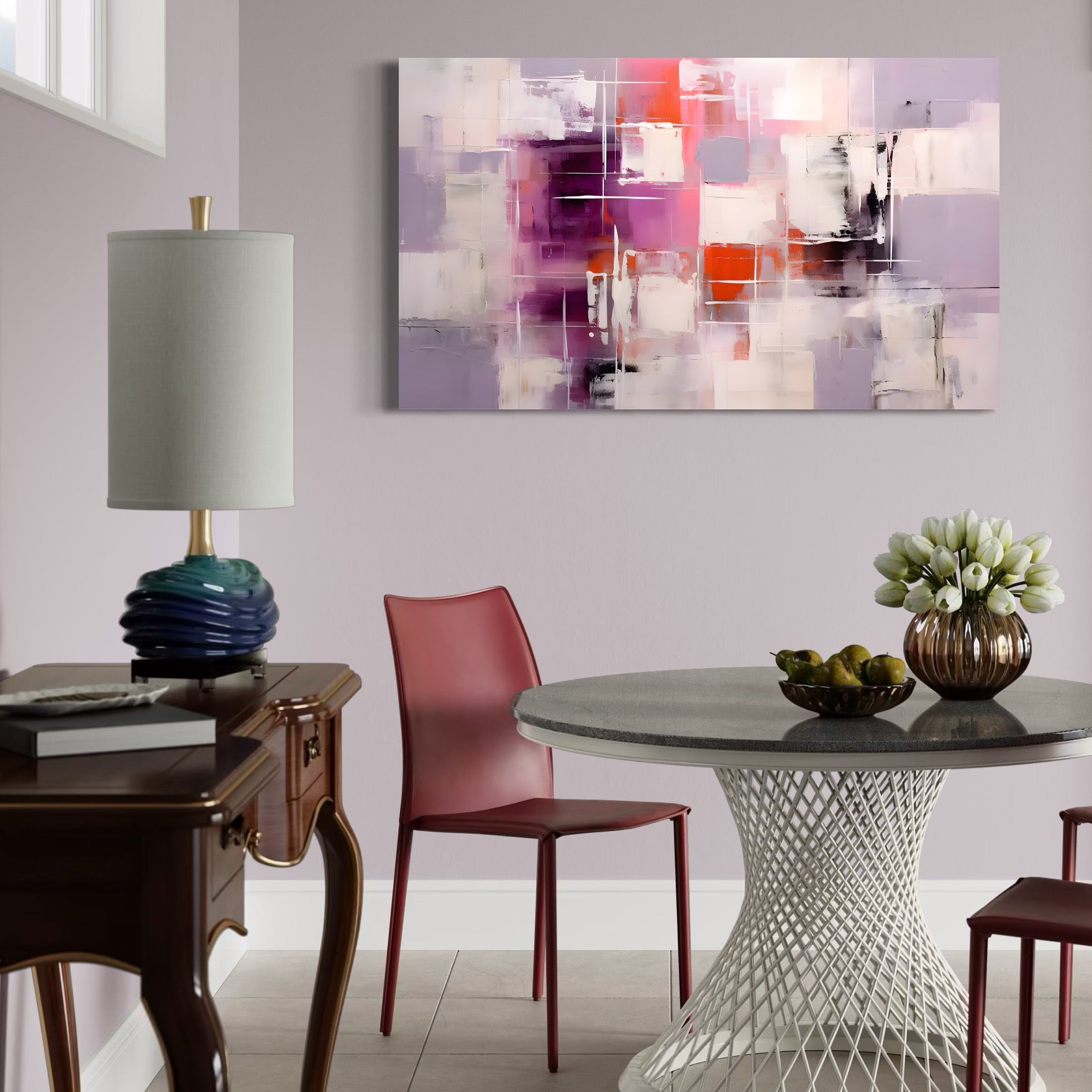 Tablou Canvas Premium LuxCanva® A1599, Contraste Purpurii , Dormitor, Lila, Lavanda, Mov, Vibratie Vizuala, Living, Culori Vibrante