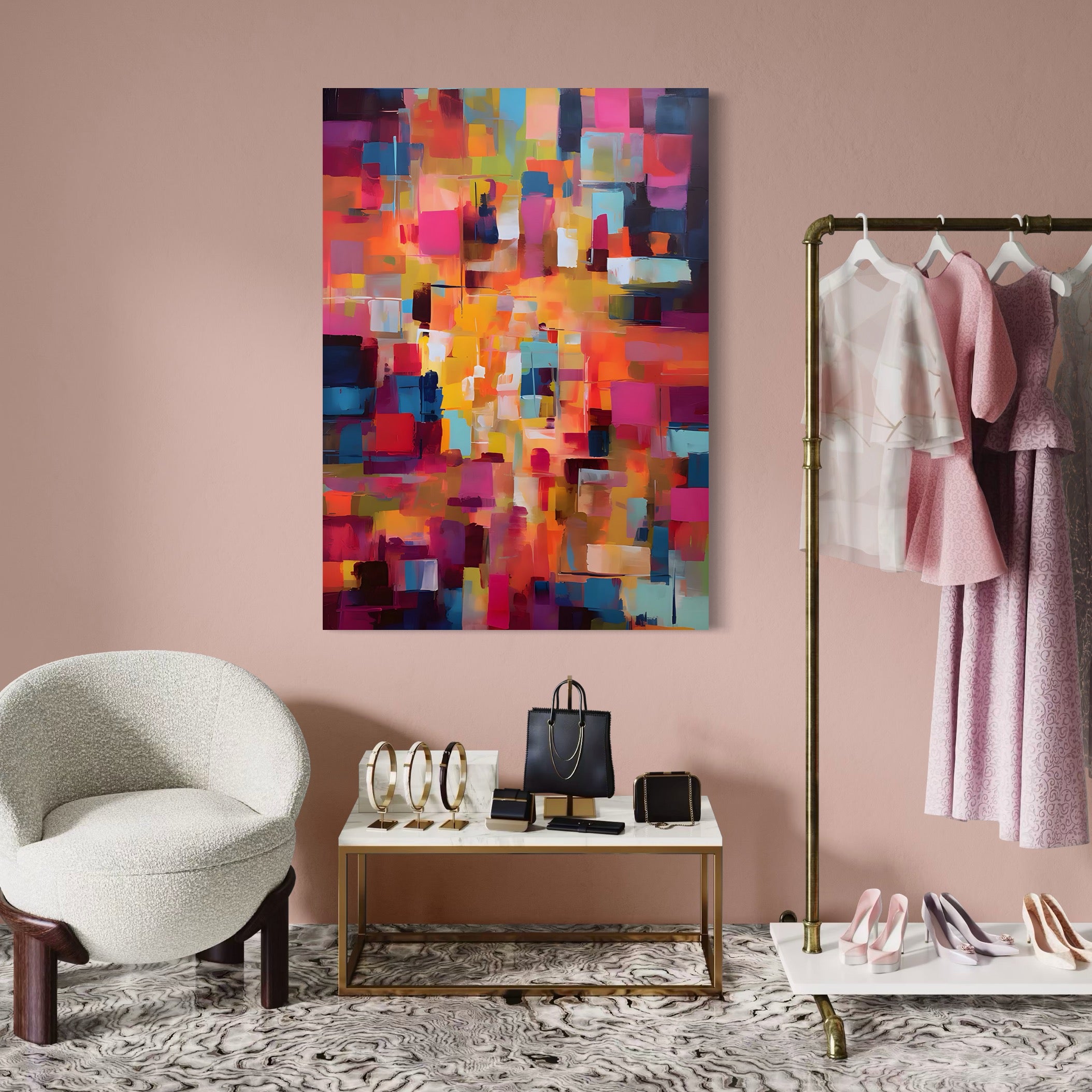 Tablou Canvas Premium LuxCanva® A1602, Univers Colorat , Living, Pastel, Multicolor, Pensulat, Dormitor, Culori Vibrante