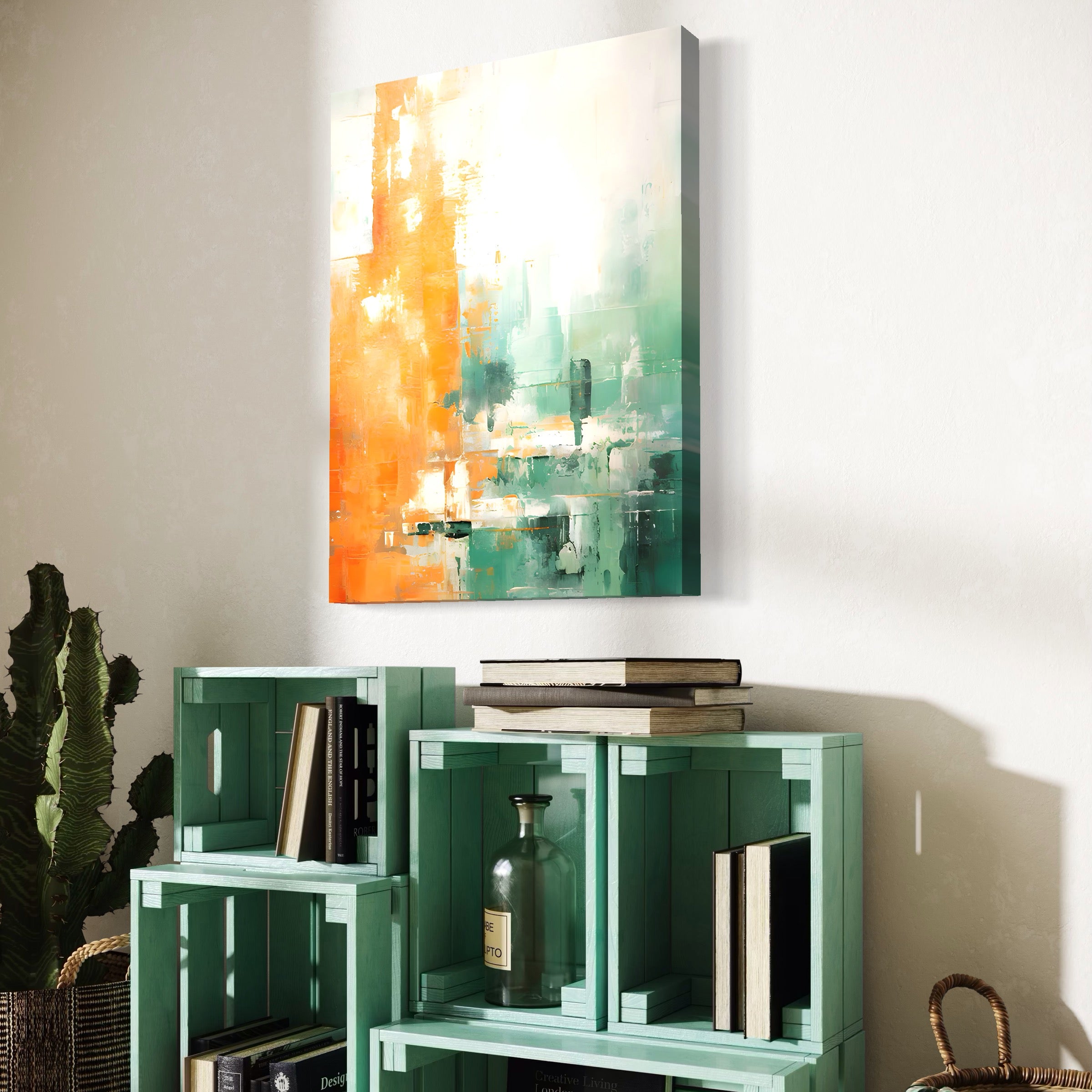 Tablou Canvas Premium LuxCanva® A1605, Imbratisare De Contrast , Living, Abstract, Decorativ, Orange, Dormitor, Culori Vibrante