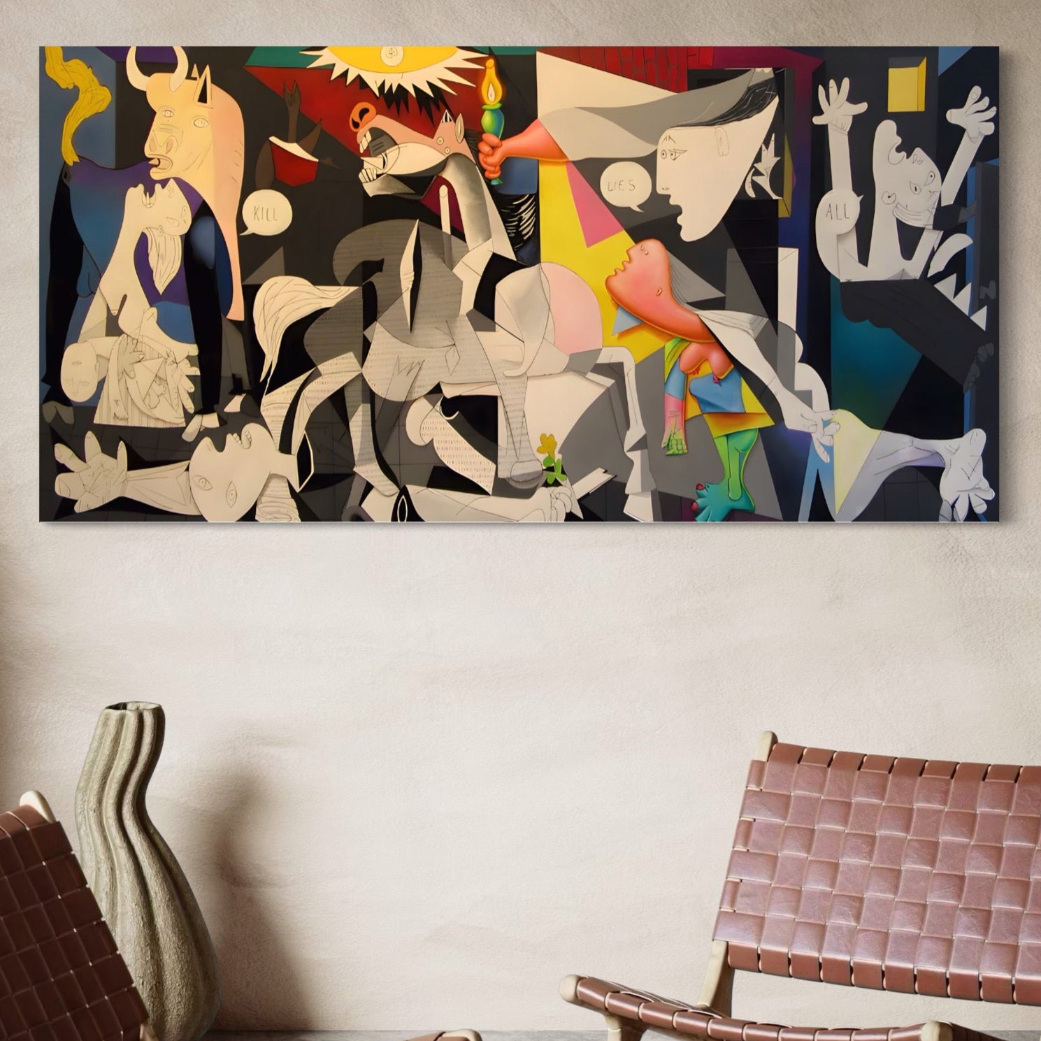 Tablou Canvas Premium LuxCanva® A1609, Guernica , Room, Pablo Picasso, Spatiu Simbolic, Patria Libertatii Basce, Abstract, Dormitor, Culori Vibrante