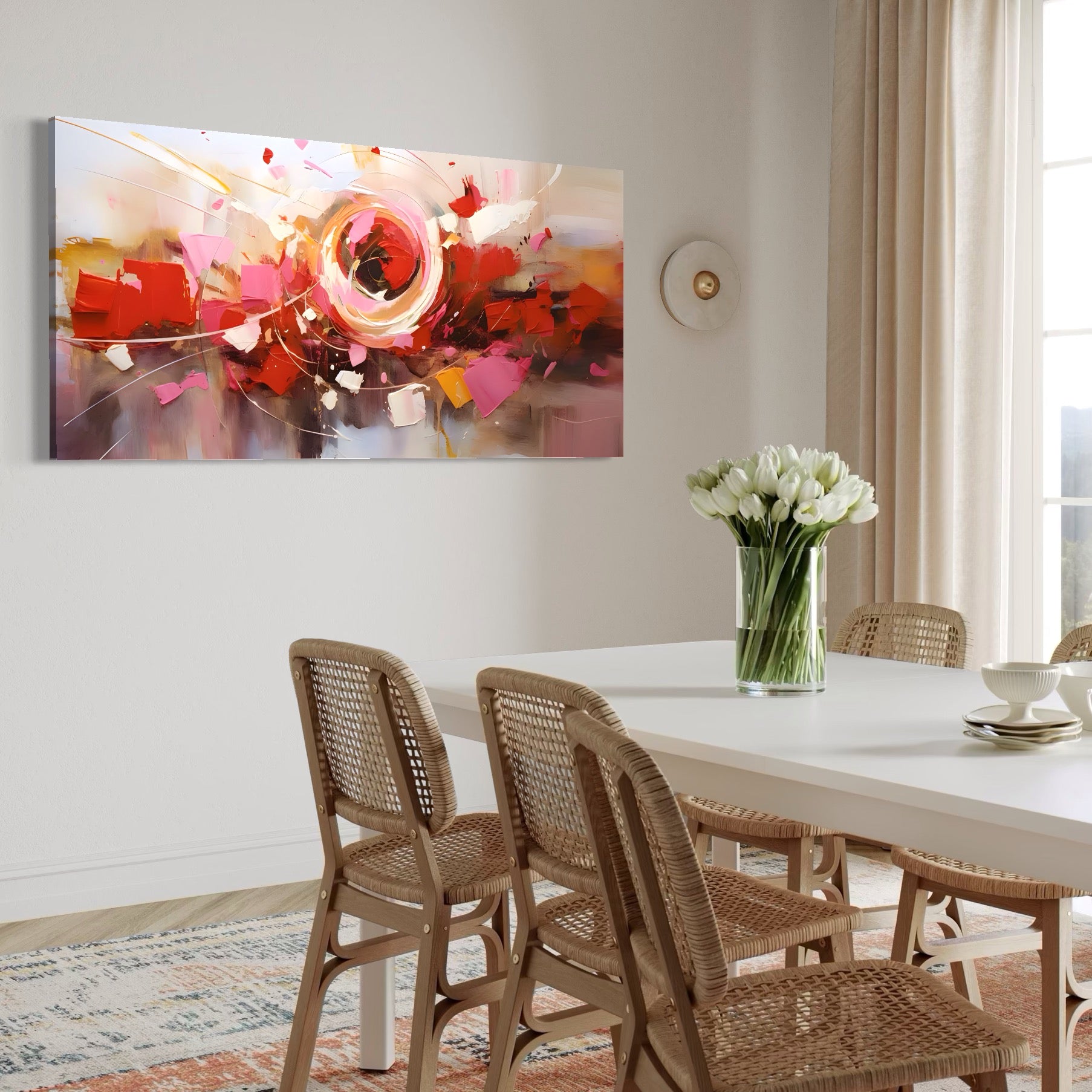 Tablou Canvas Premium LuxCanva® A1611, Abstract Floral , Room, Decorativ, Floare, Amestec Colorat, Dormitor, Culori Vibrante