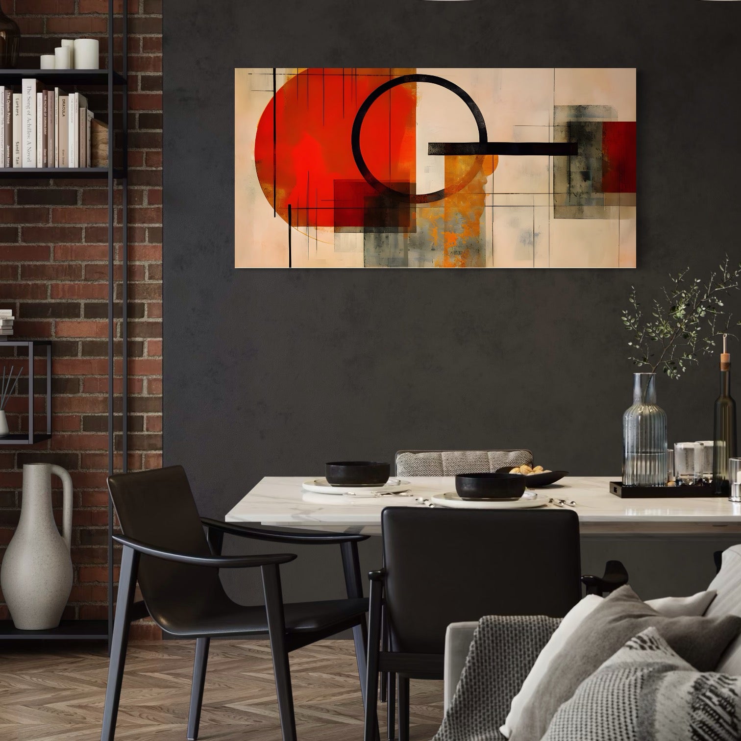 Tablou Canvas Premium LuxCanva® A1614, Abstractie In Desen , Living, Cerc, Sfera, Decorativ, Dormitor, Culori Vibrante