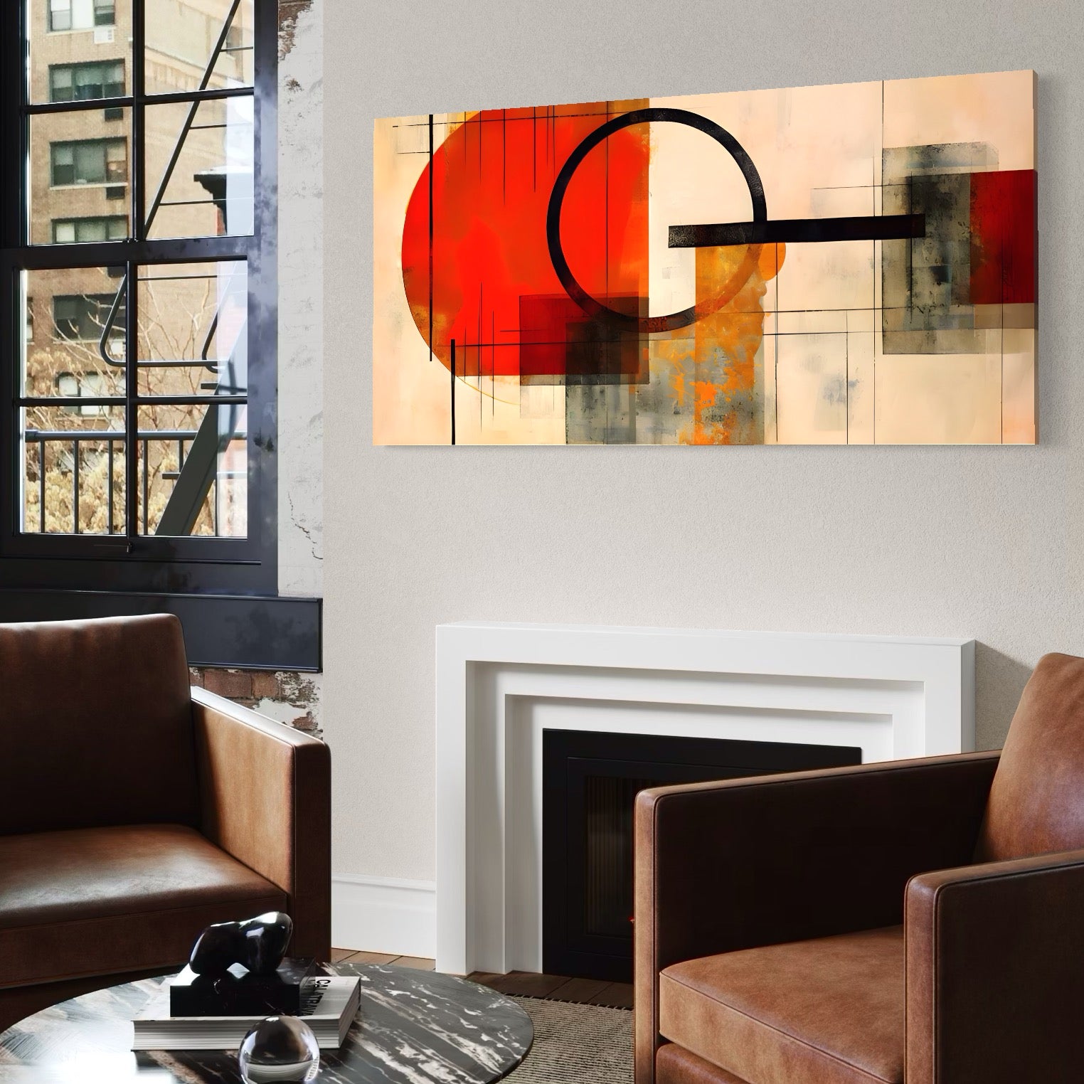 Tablou Canvas Premium LuxCanva® A1614, Abstractie In Desen , Living, Cerc, Sfera, Decorativ, Dormitor, Culori Vibrante