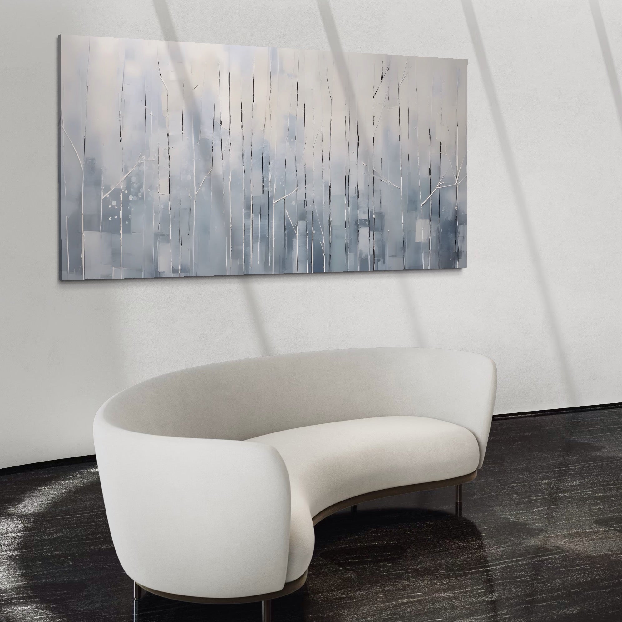 Tablou Canvas Premium LuxCanva® A1617, Vis De Iarna , Room, Copaci, Fulgi De Zapada, Abstract, Decorativ, Dormitor, Culori Vibrante