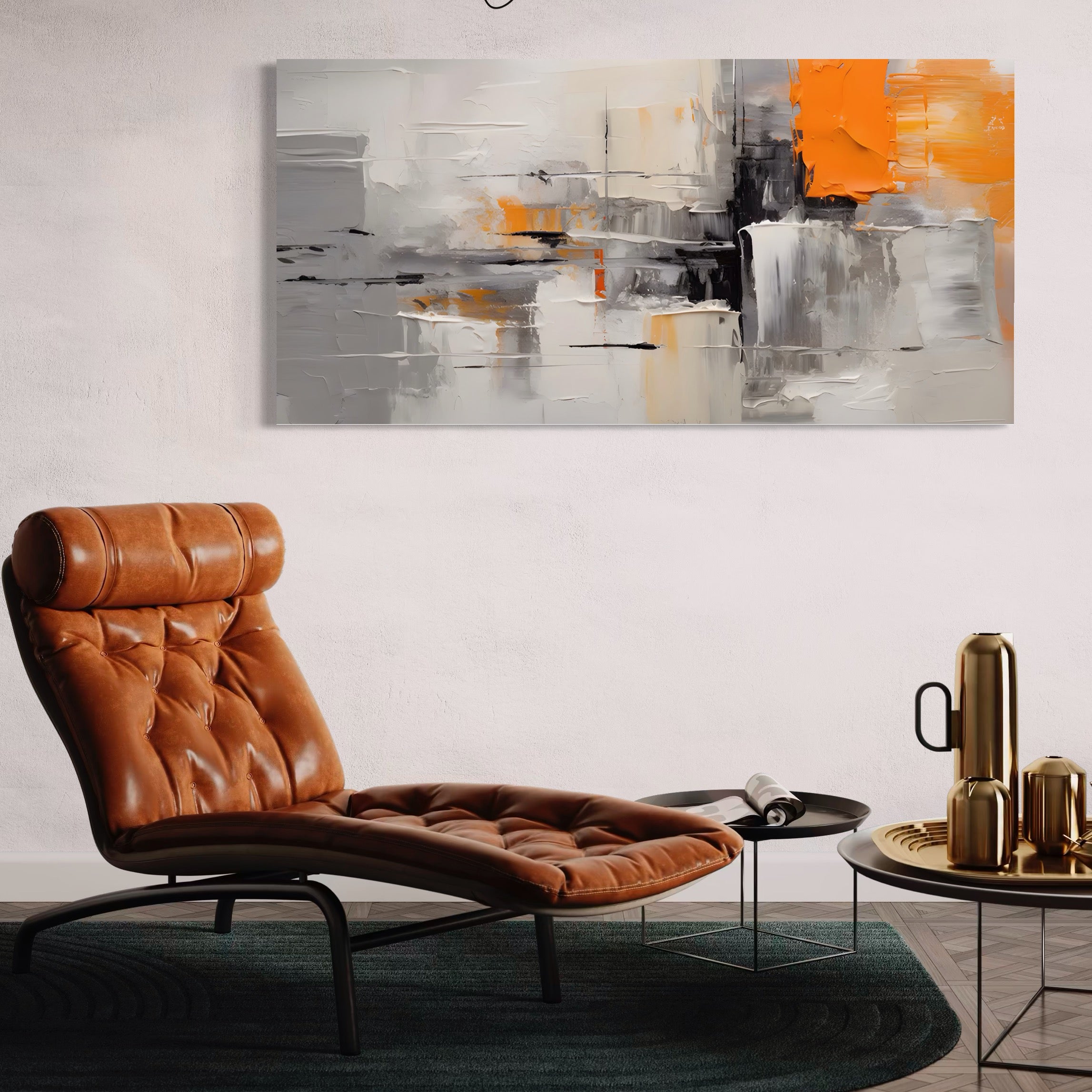 Tablou Canvas Premium LuxCanva® A1620, Color Gray And Orange , Living, Cromatic, Compozitie, Decorativ, Dormitor, Culori Vibrante