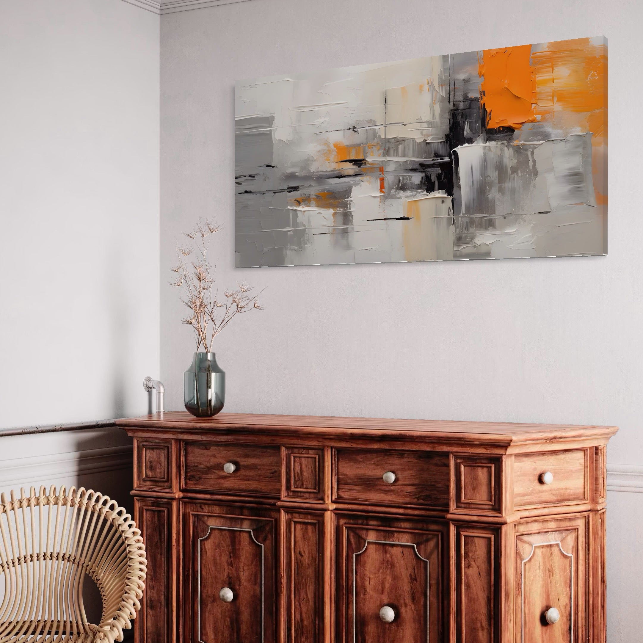 Tablou Canvas Premium LuxCanva® A1620, Color Gray And Orange , Living, Cromatic, Compozitie, Decorativ, Dormitor, Culori Vibrante